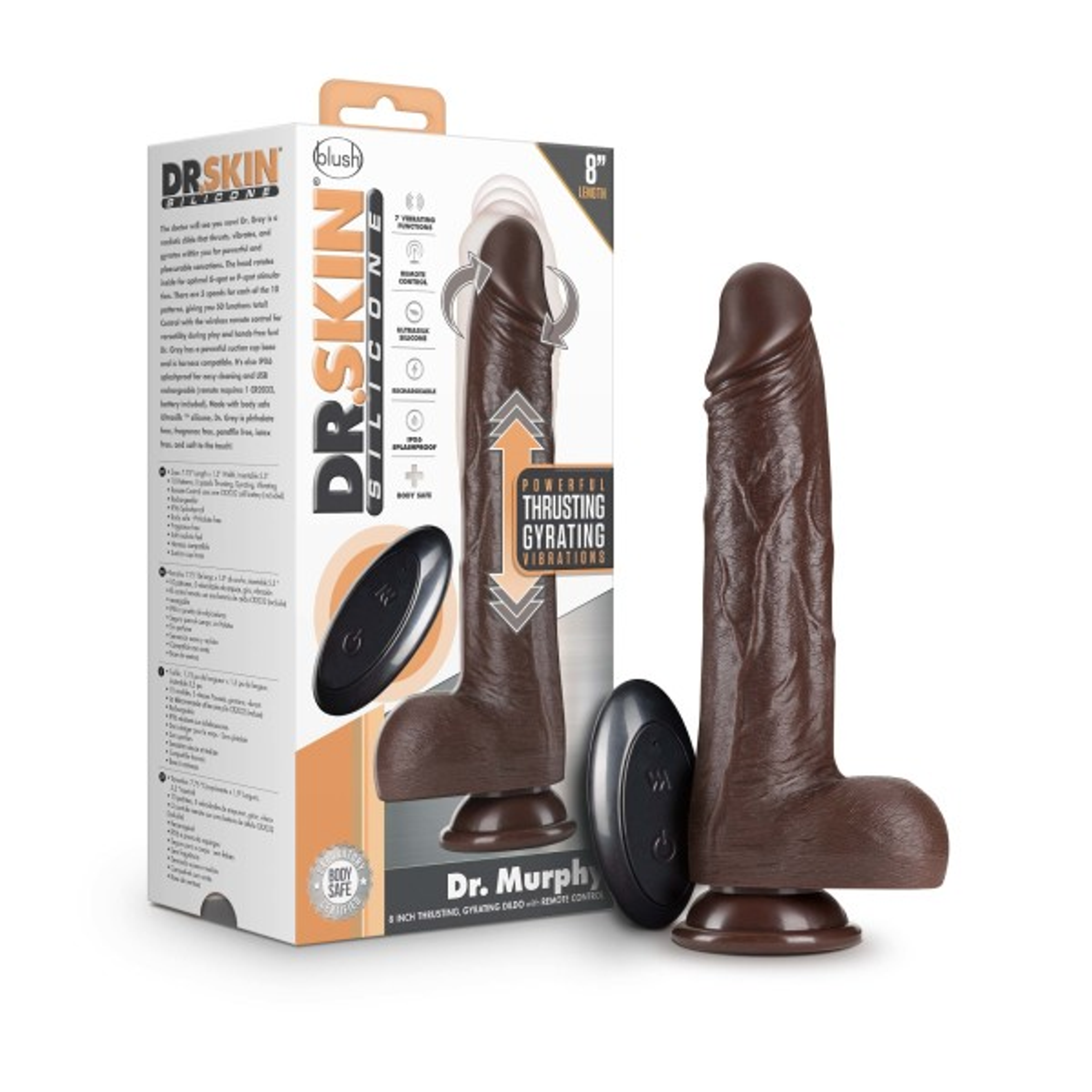 Dr. Skin Dr. Murphy 8-Inch Thrusting Dildo Chocolate