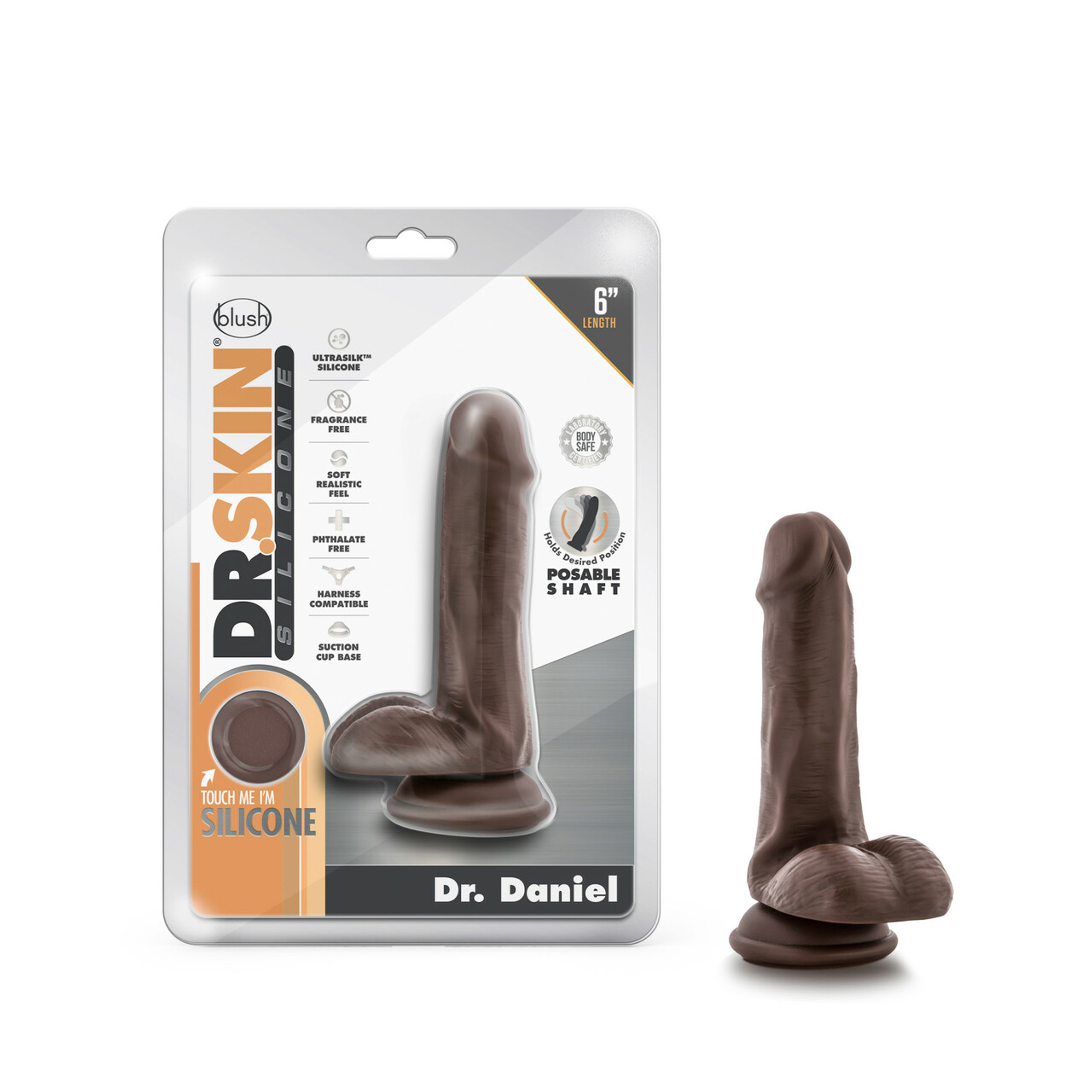Dr. Skin Silicone Dr. Daniel 6in Dildo Chocolate