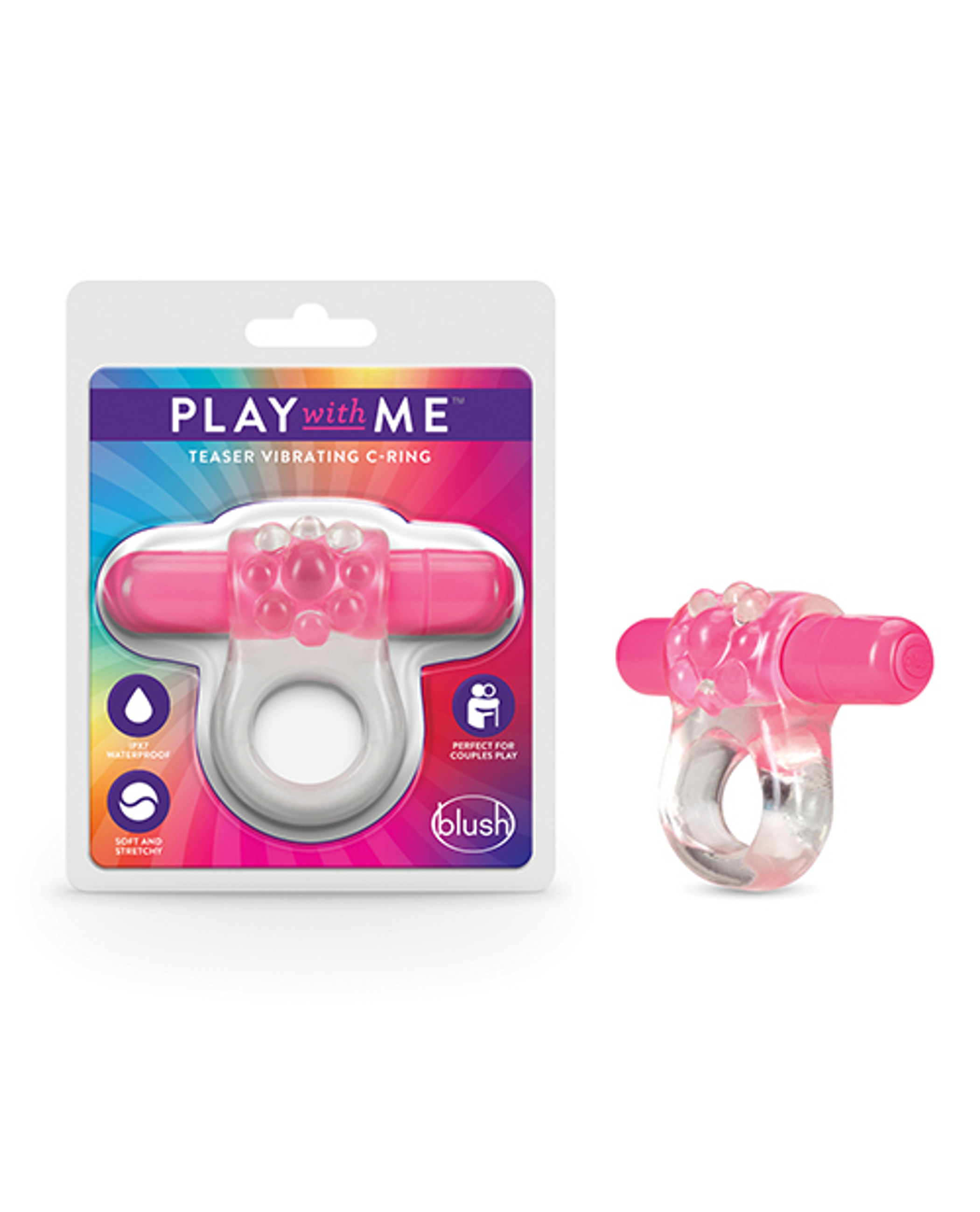 Play With Me Teaser Vibrating C-Ring – Pink Couples Buzz