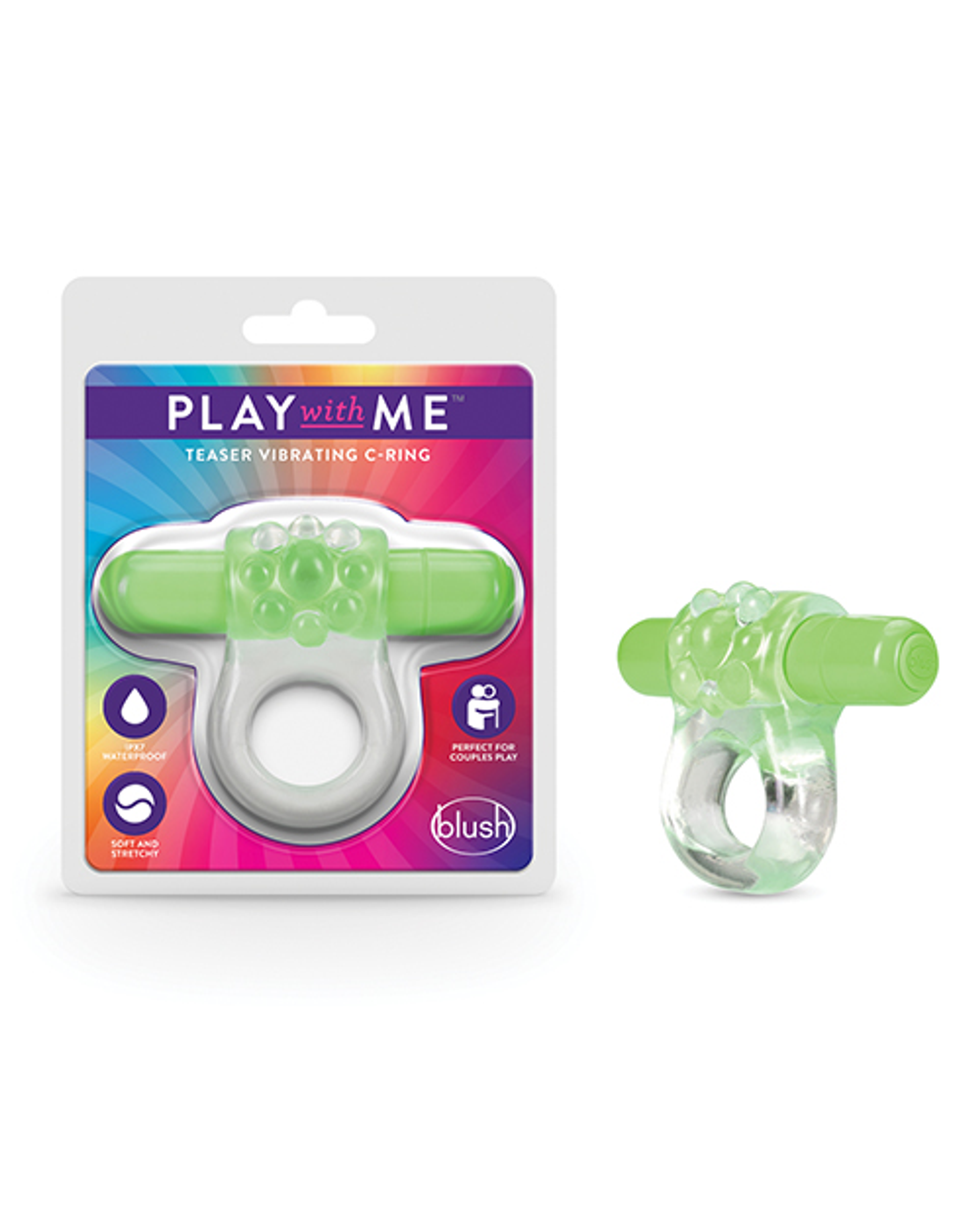 Play With Me Teaser Vibrating C-Ring Green – Couples Love Ring