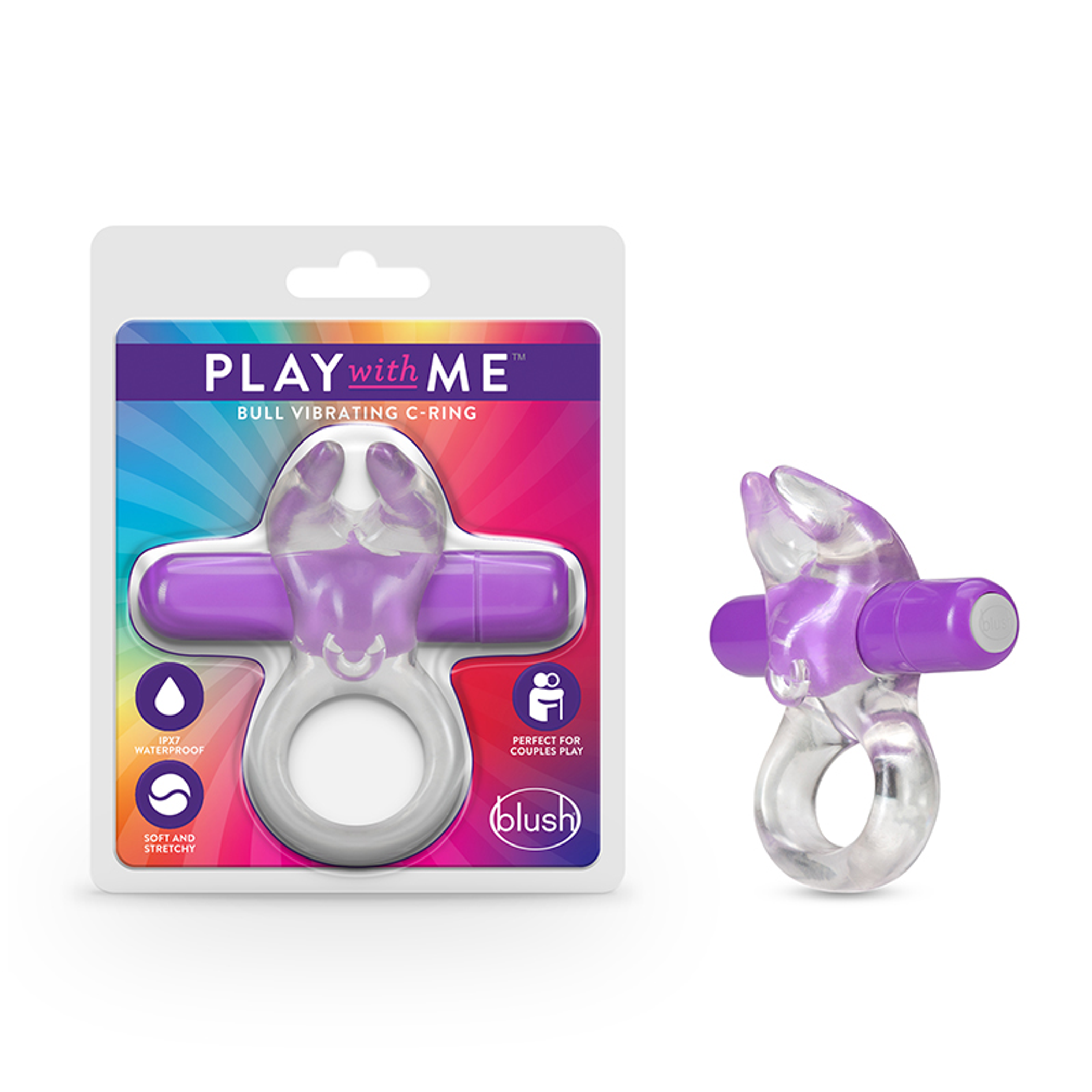 Play With Me Bull Vibrating C-Ring Purple – Couples' Cock Ring