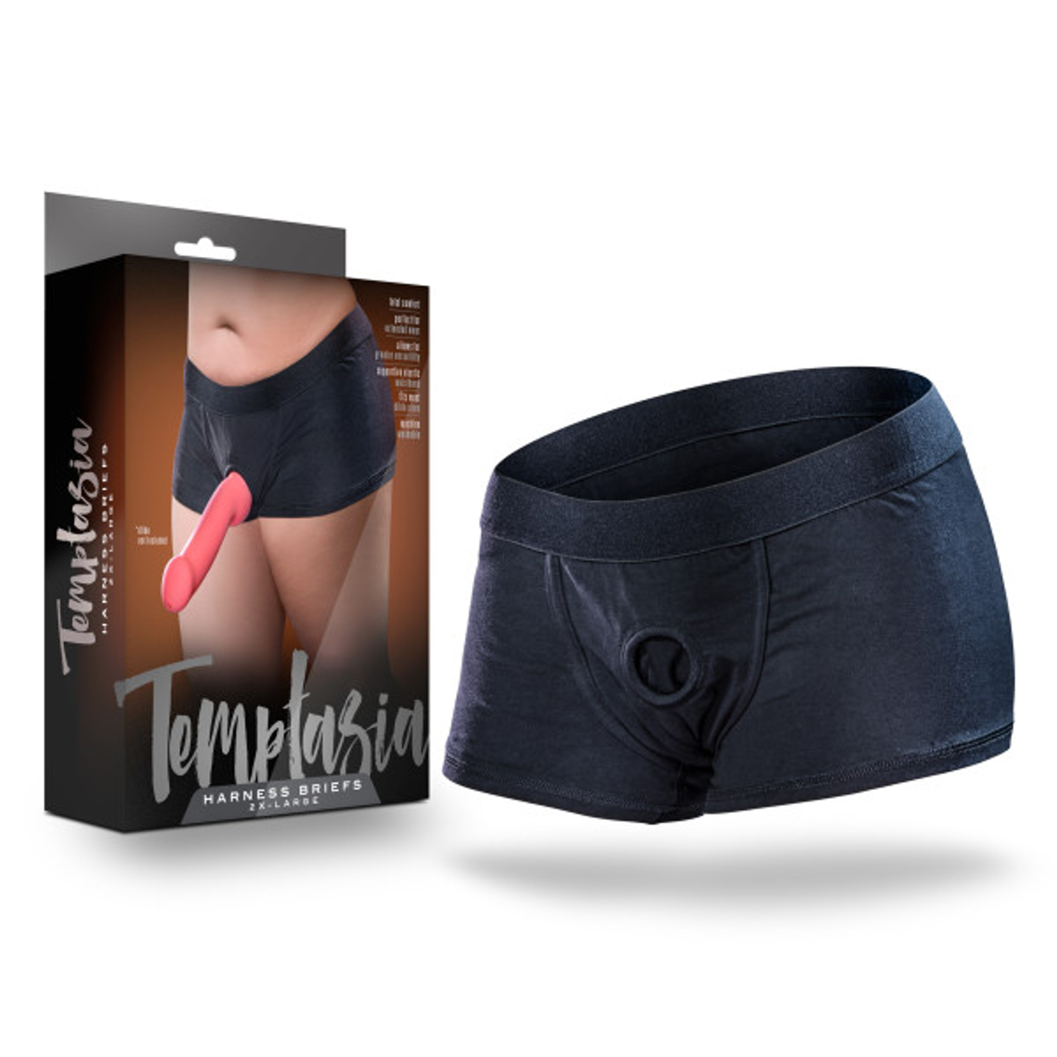 Temptasia Brief-Style Strap-On Harness | Black 2XL
