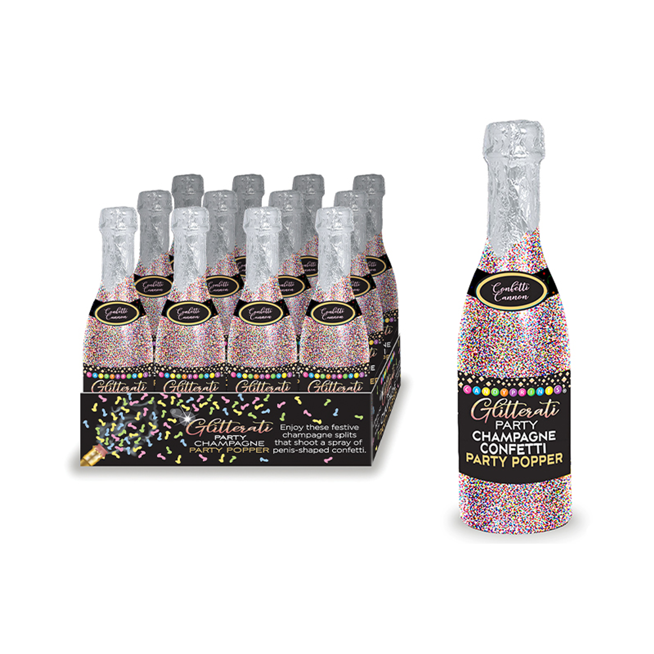 Glitterati Champagne Confetti Poppers | 12-Piece Set