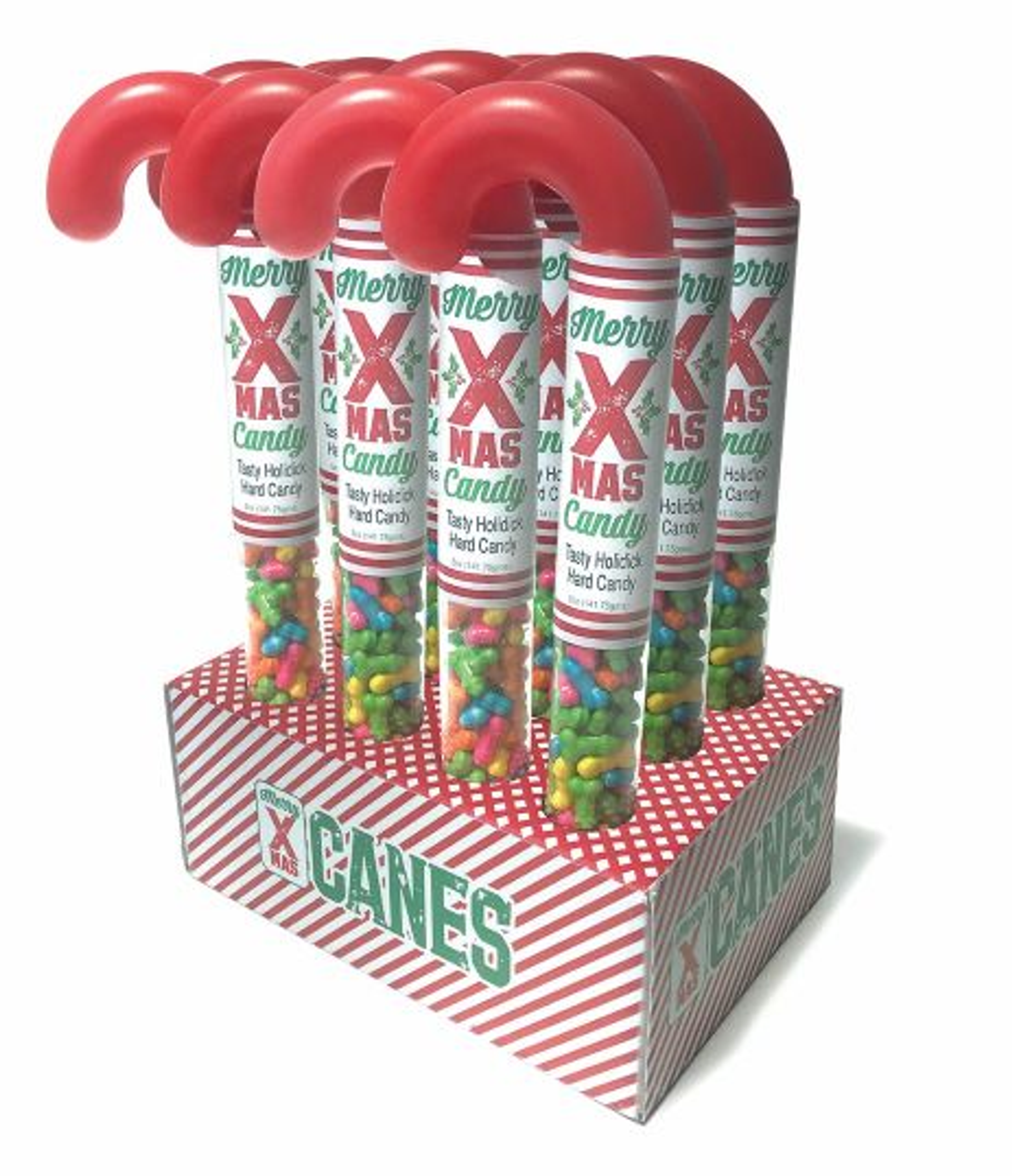 Merry Xmas Canes Display | Festive Candy-Cane Favor