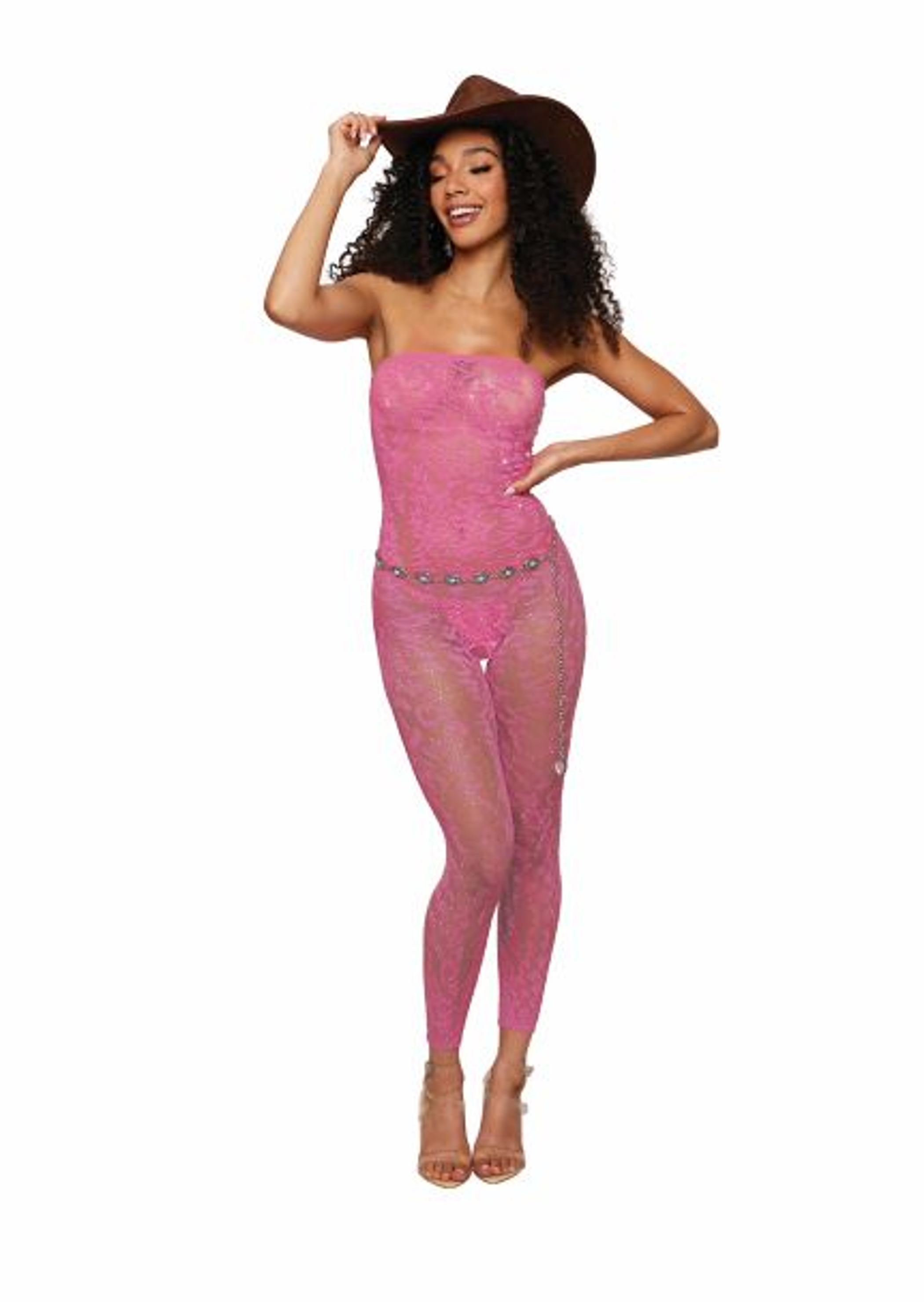 Leopard Rhinestone Bodystocking | Seamless One-Size
