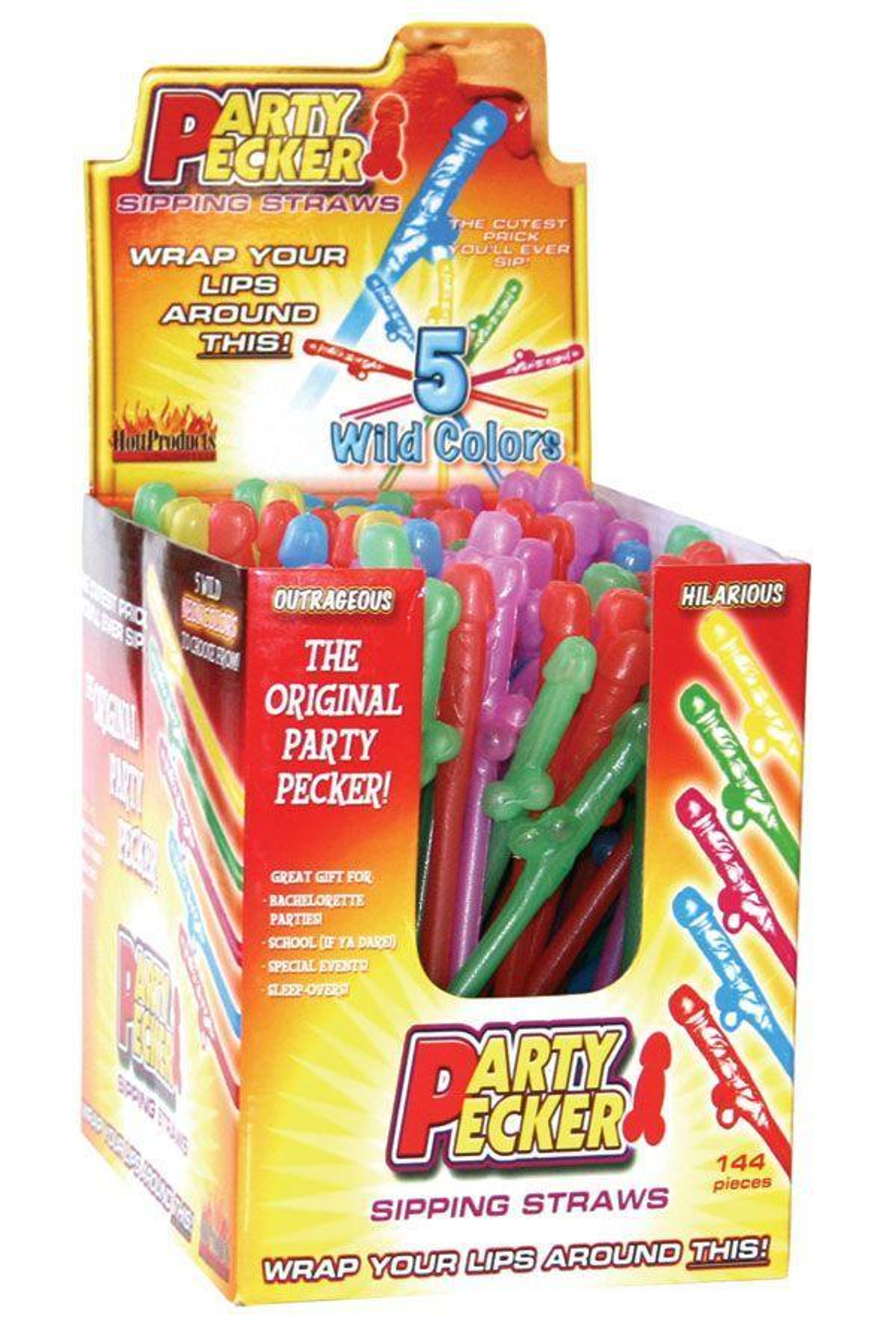 Party Pecker Sipping Straws 144-Pack Display