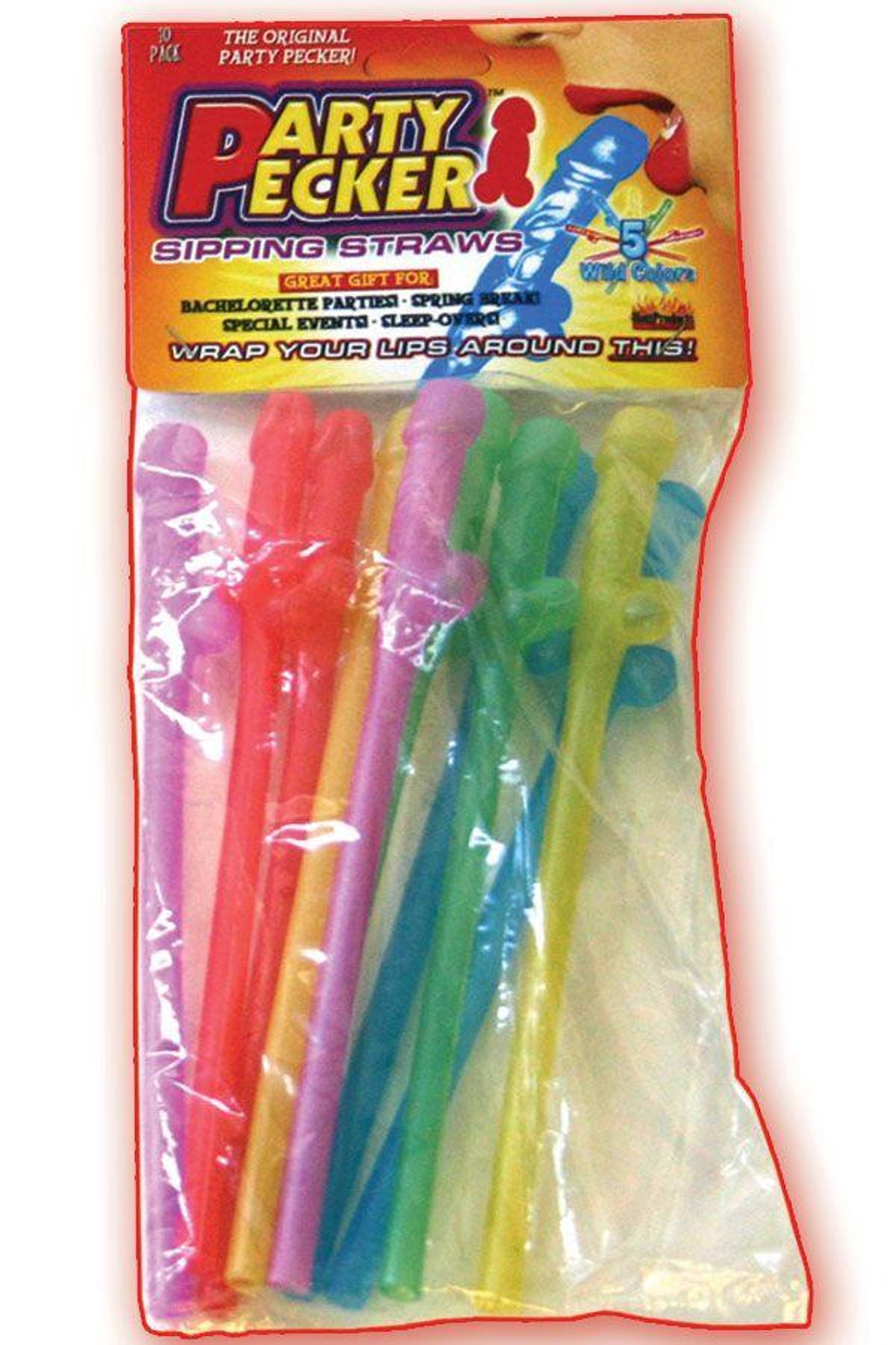 Party Pecker Sipping Straws 10-Pack