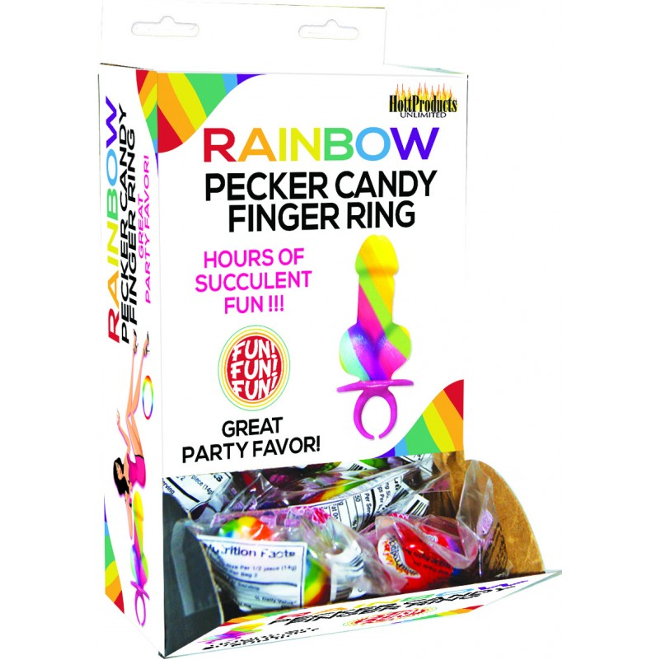 Rainbow Ring Pop Display 12Pc Candy Gag