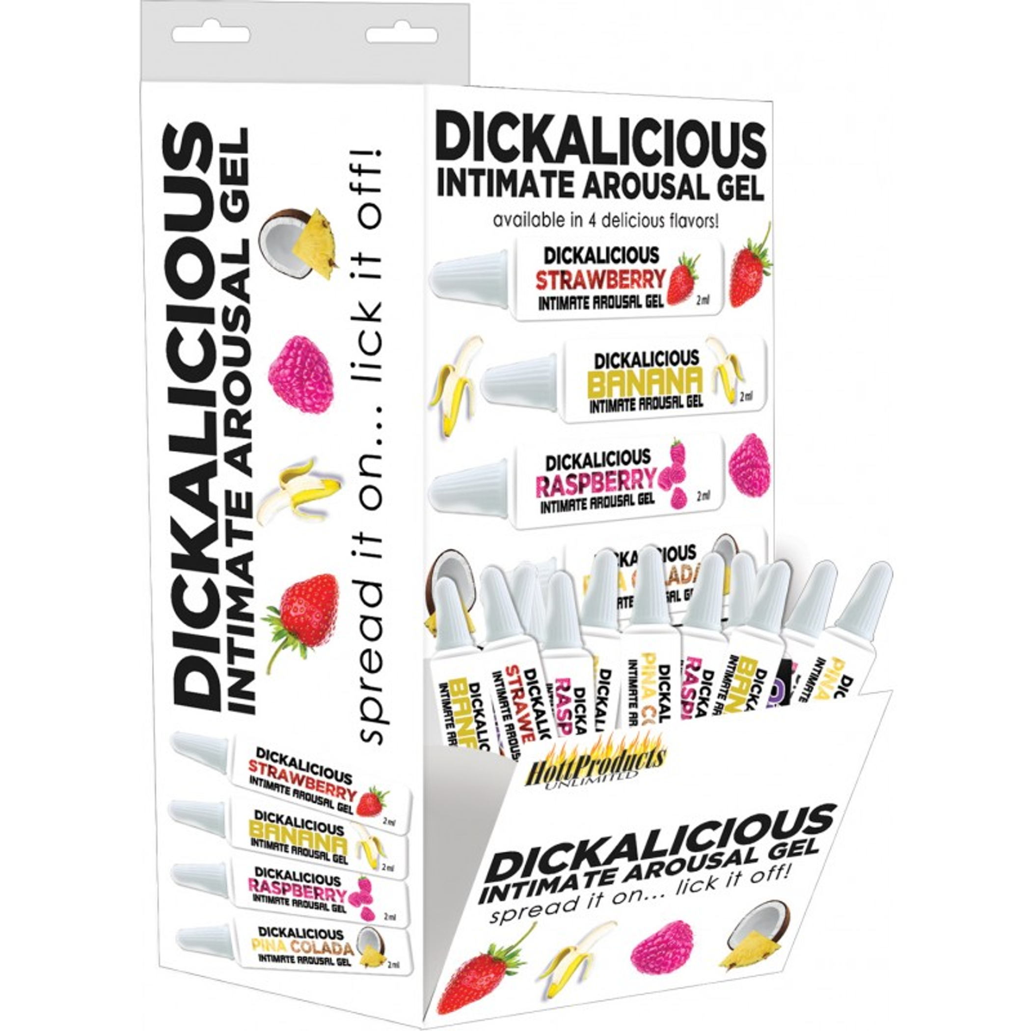 Dickalicious Flavored Arousal Gel 2ml Tubes – 144-Piece Display