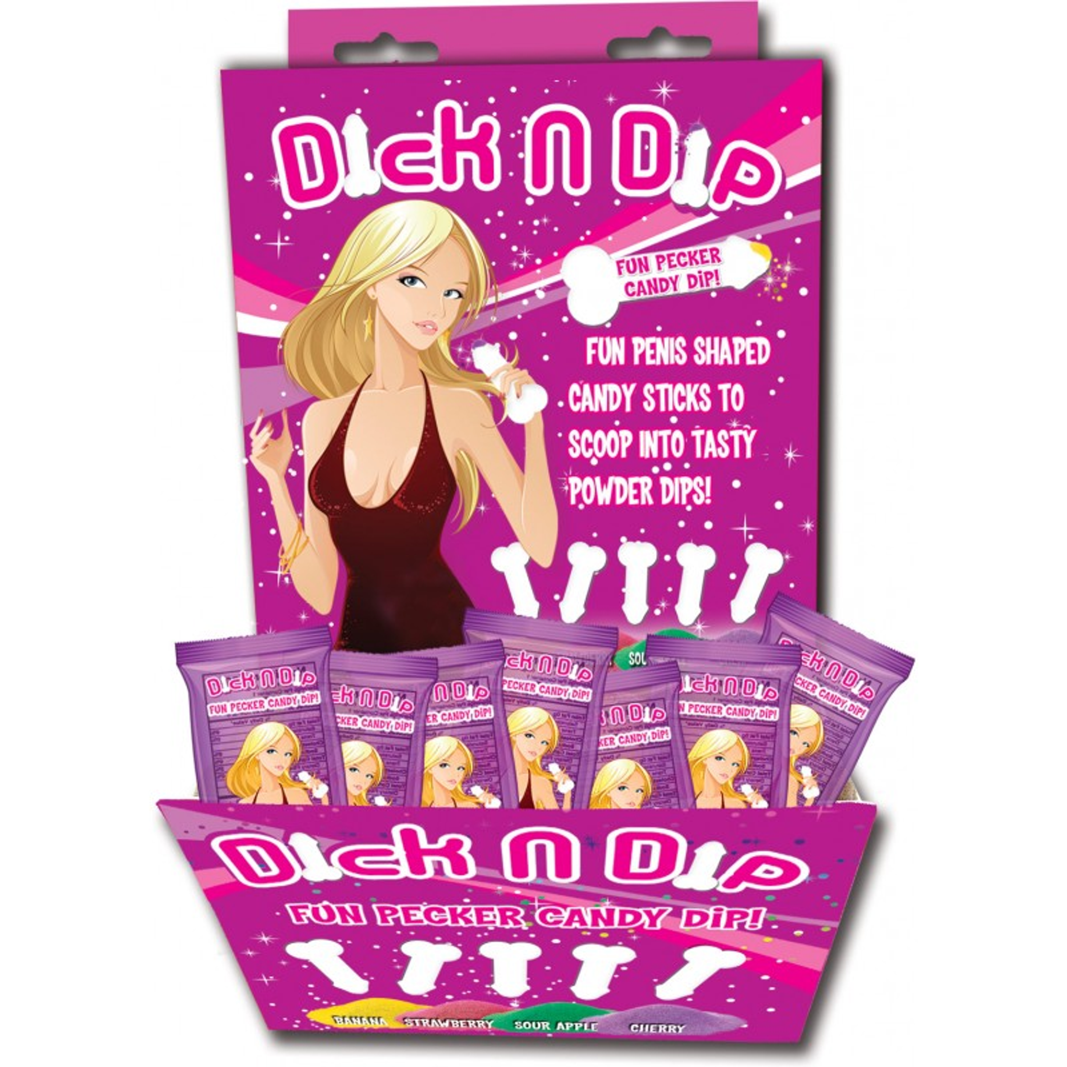 Dick N Dip Pecker Candy Fun Dip Display (40-Piece)