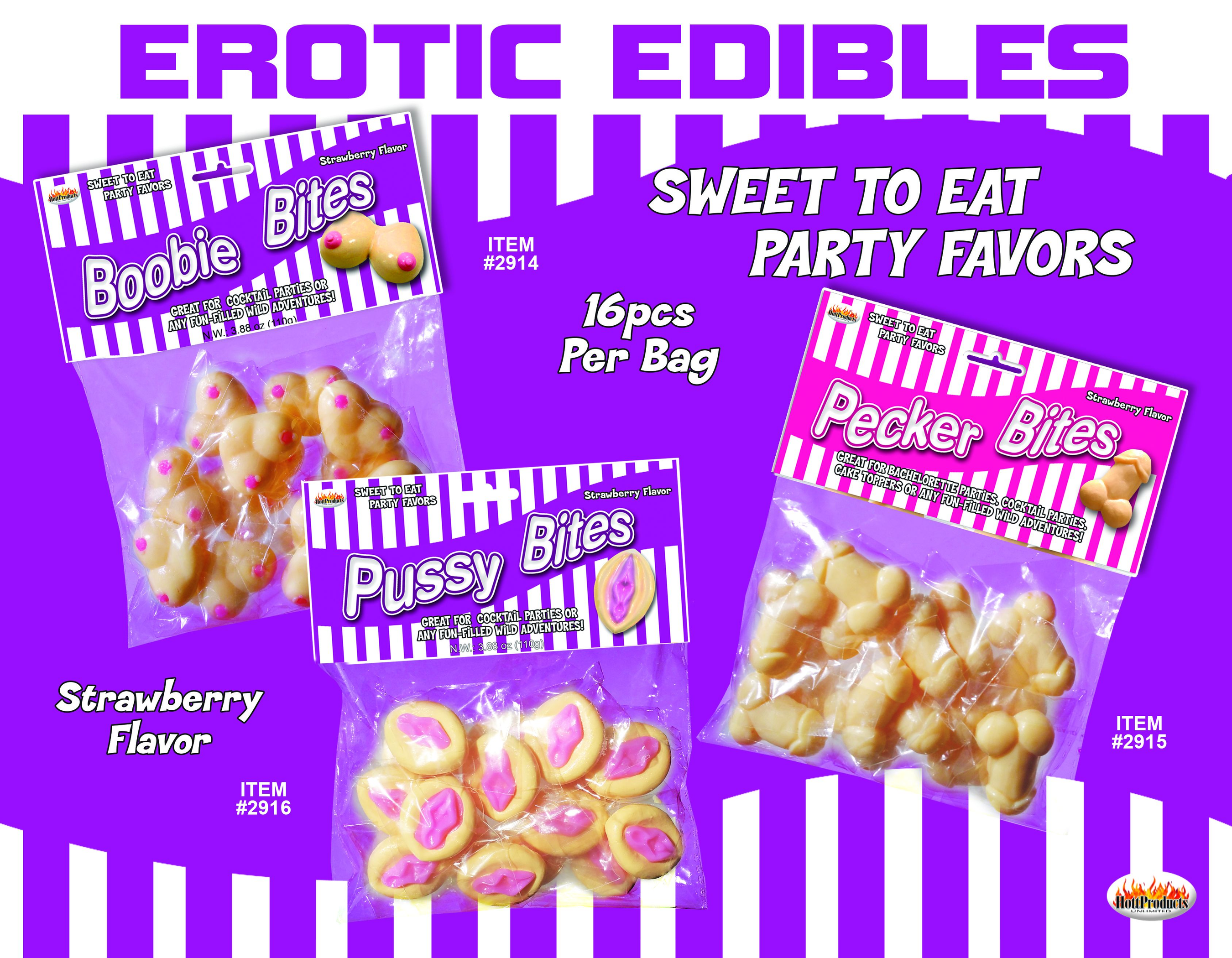 Pecker Bites Strawberry – Cheeky Edible Candy