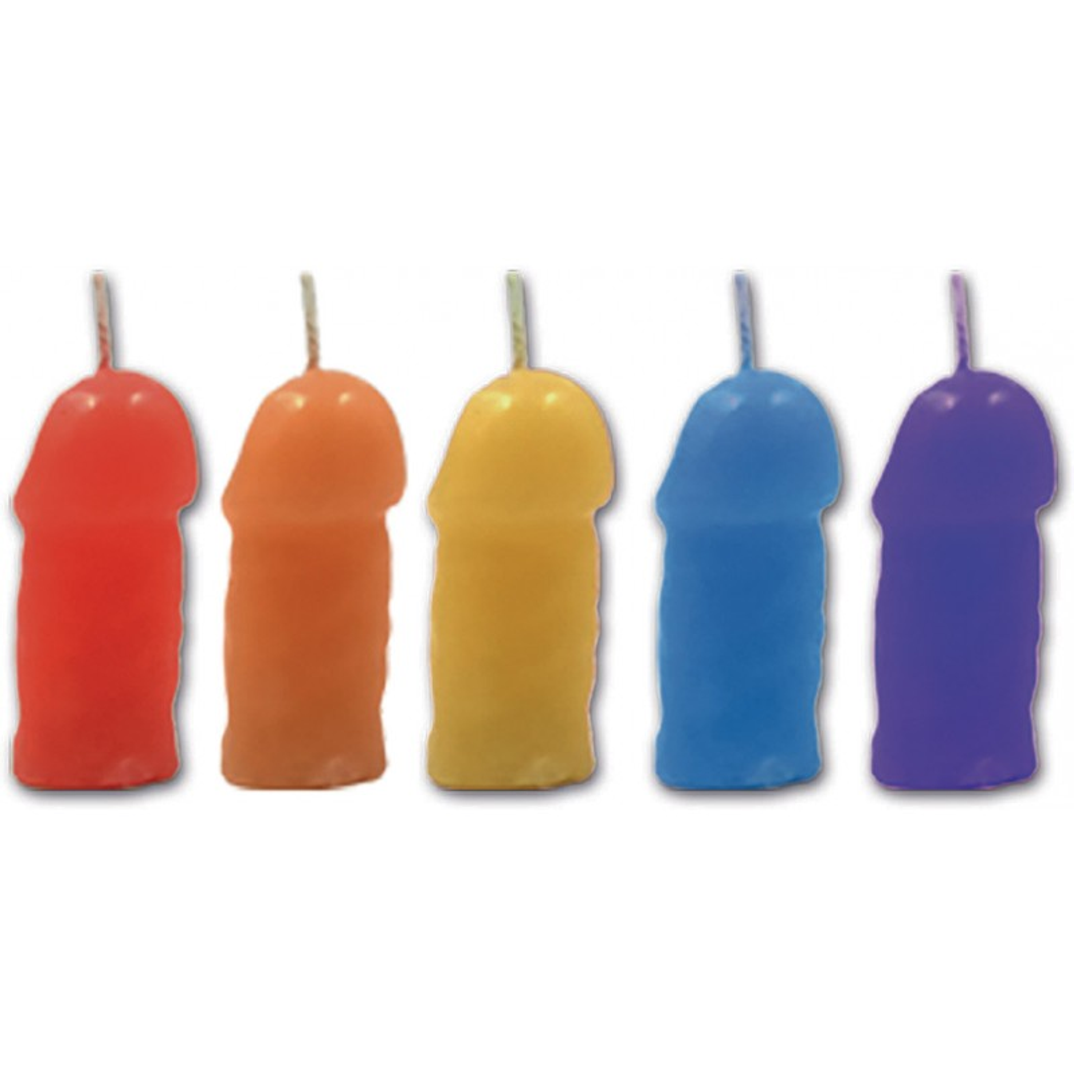 Rainbow Pecker Party Candles 5pk – Naughty Cake Topper Gag Gift