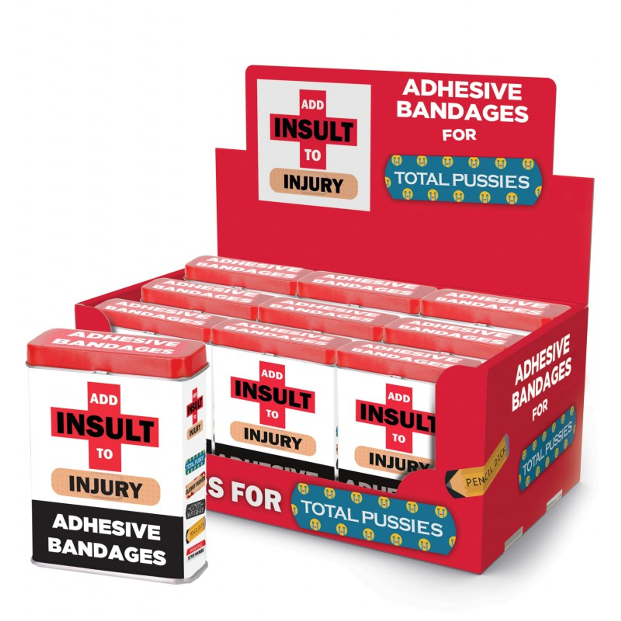 Add Insult To Injury Bandaids 9-Piece Display – Funny Gag Gift
