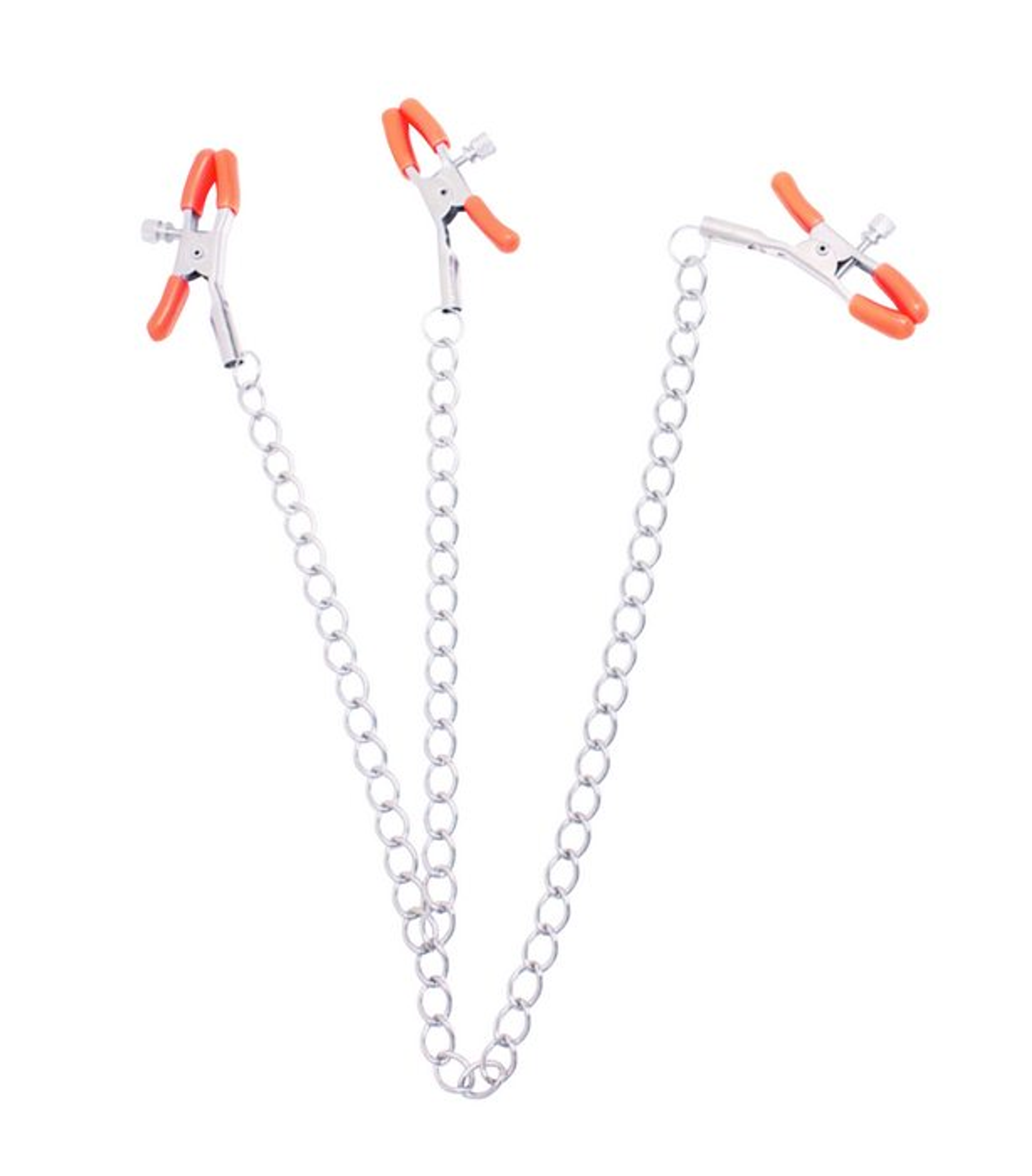 9's Orange Is The New Black Triple Your Pleasure Clamps & Chain – Nipple Play Set
