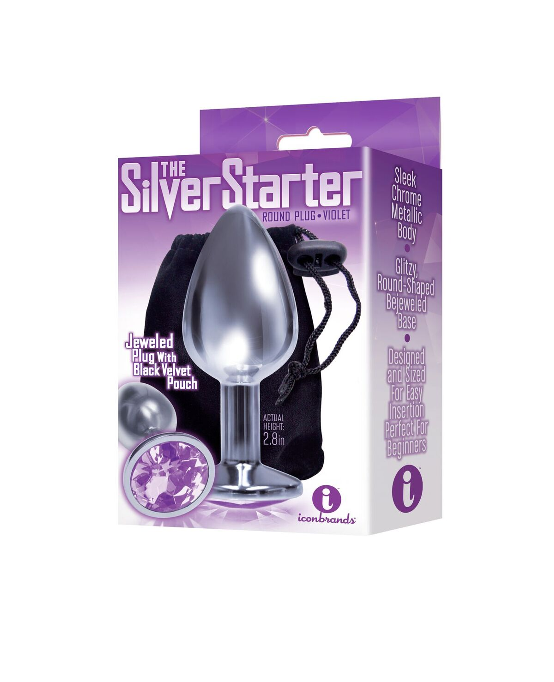 9's Silver Starter Bejeweled Steel Plug Violet – Jeweled Steel Starter Plug