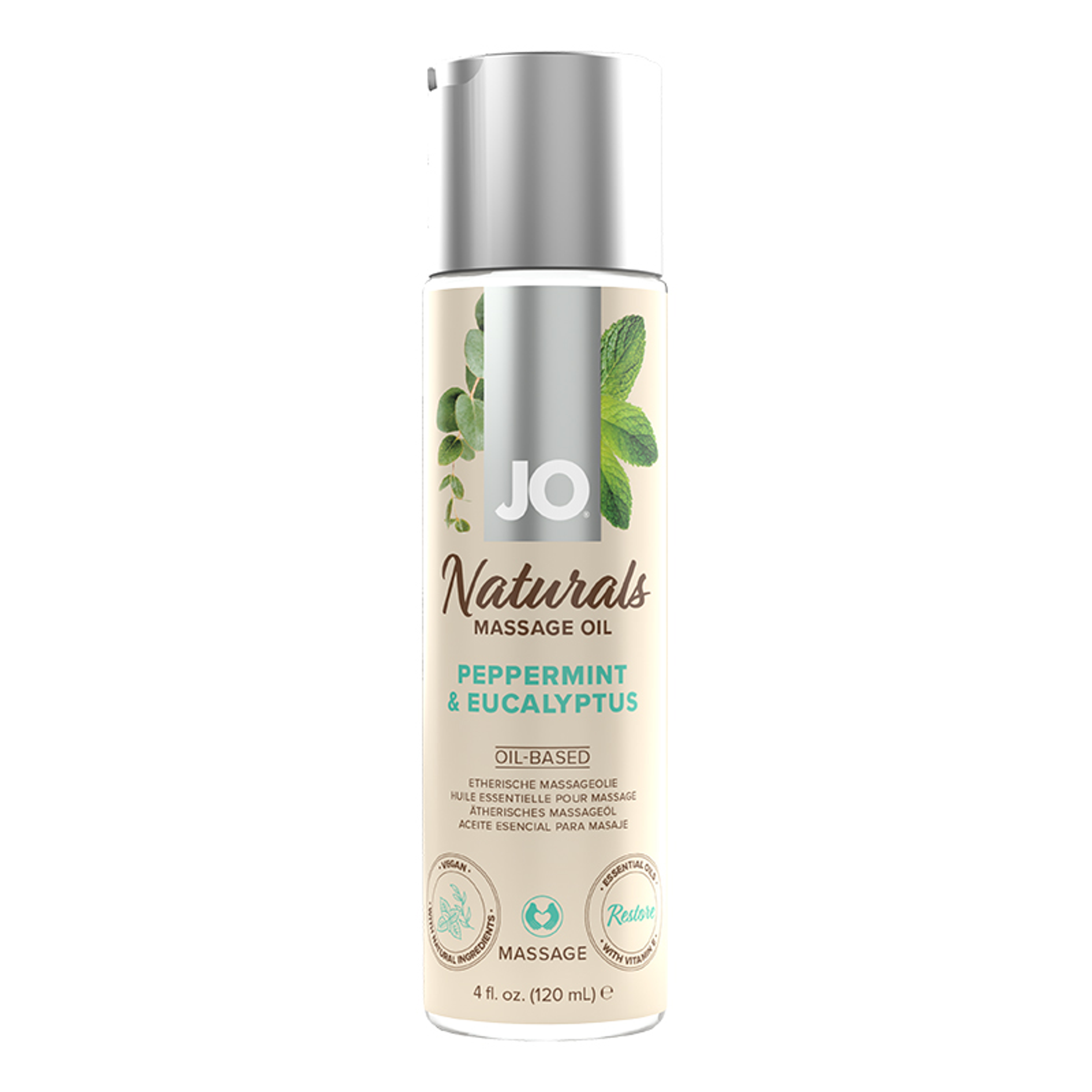 Jo Naturals Peppermint & Eucalyptus Massage Oil 4 Oz
