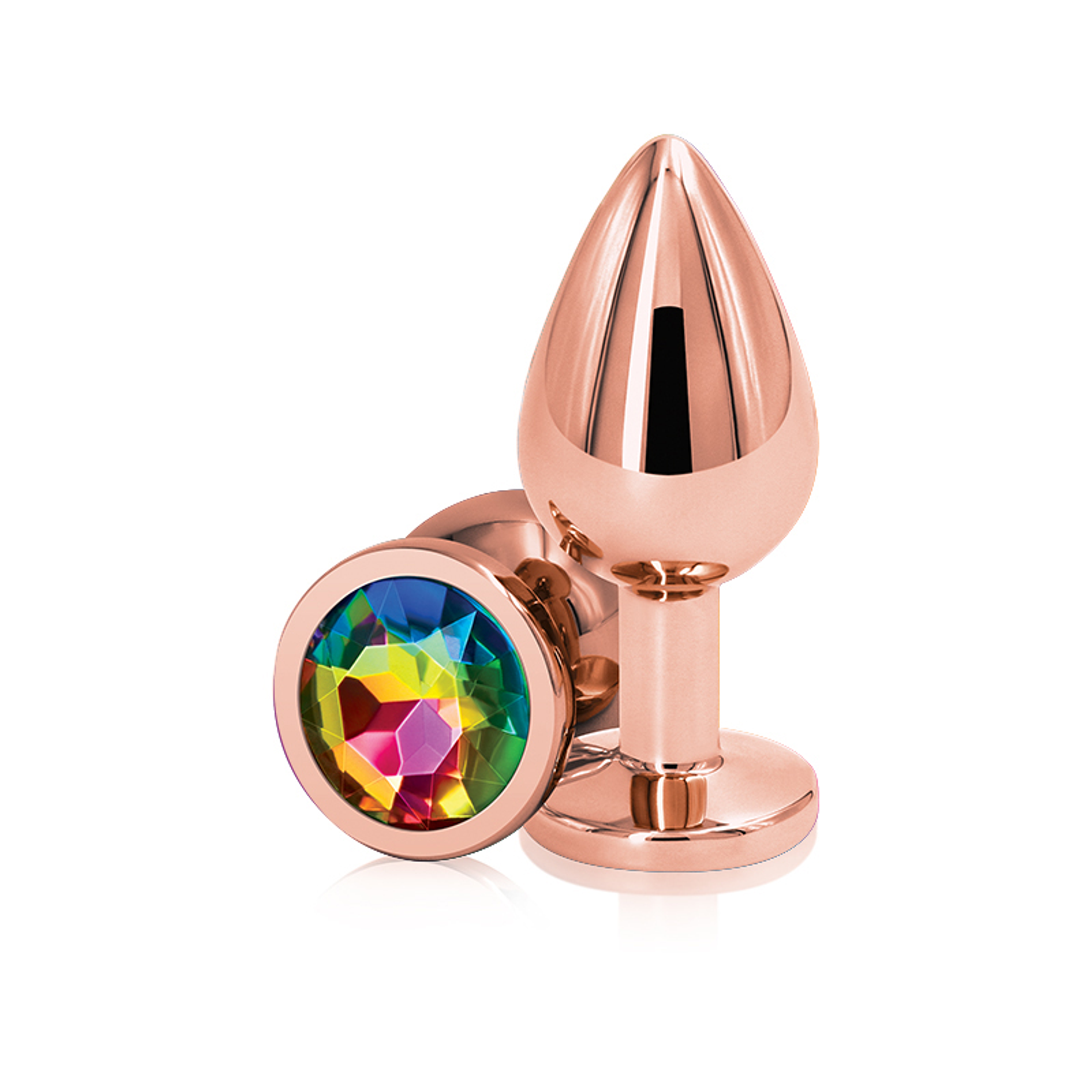 Rear Assets Rose Gold Jeweled Plug, Medium – Rainbow Gem