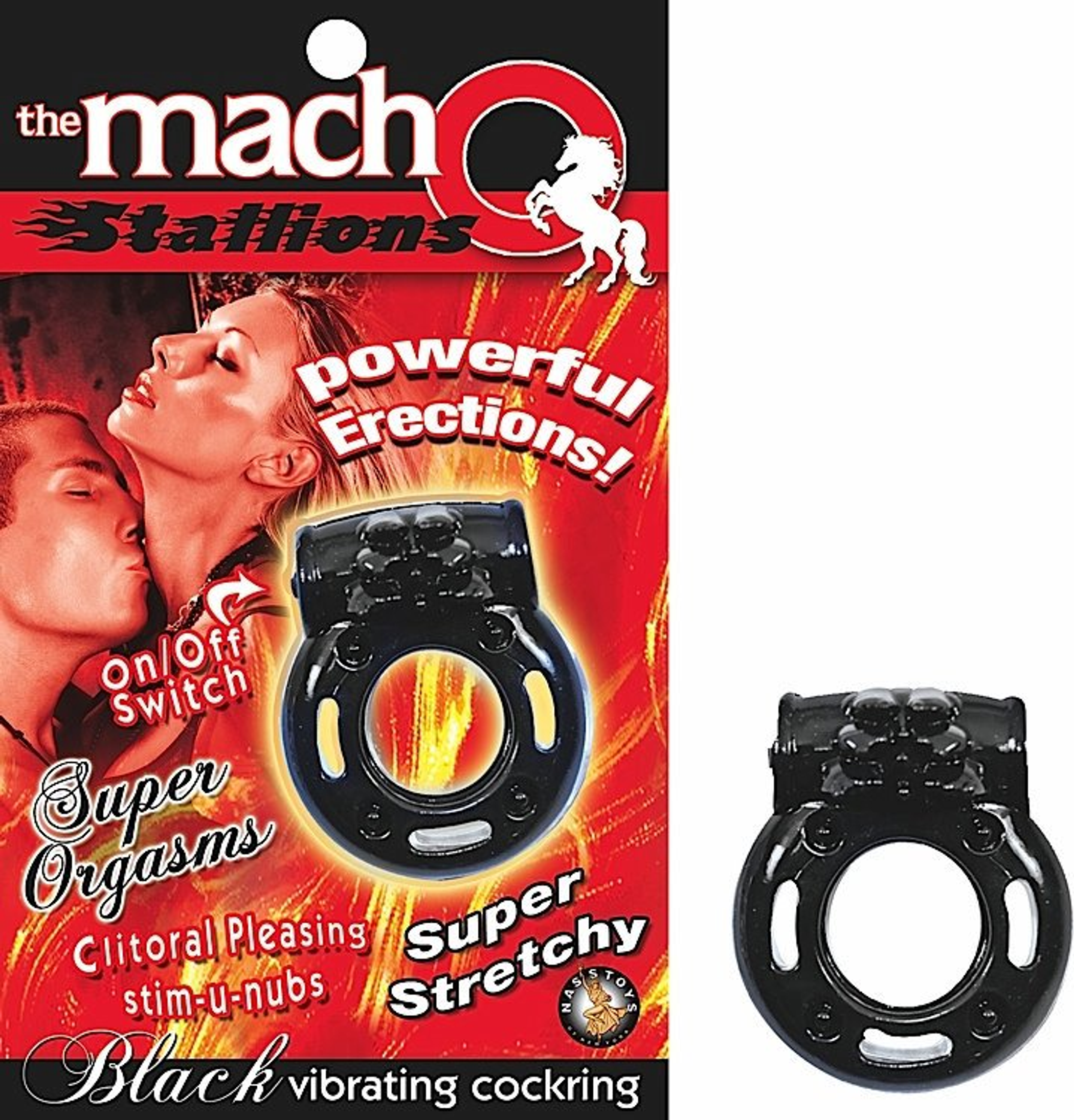 Macho Stallions Vibrating Cock Ring Black