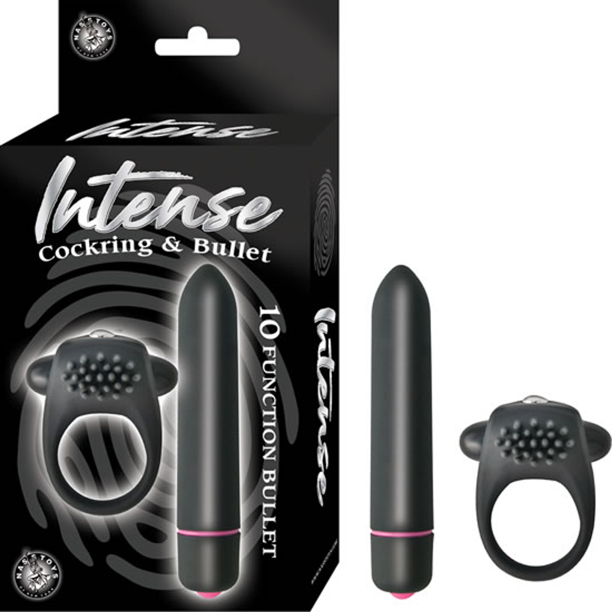 Intense Cock Ring & Bullet Vibrator Black