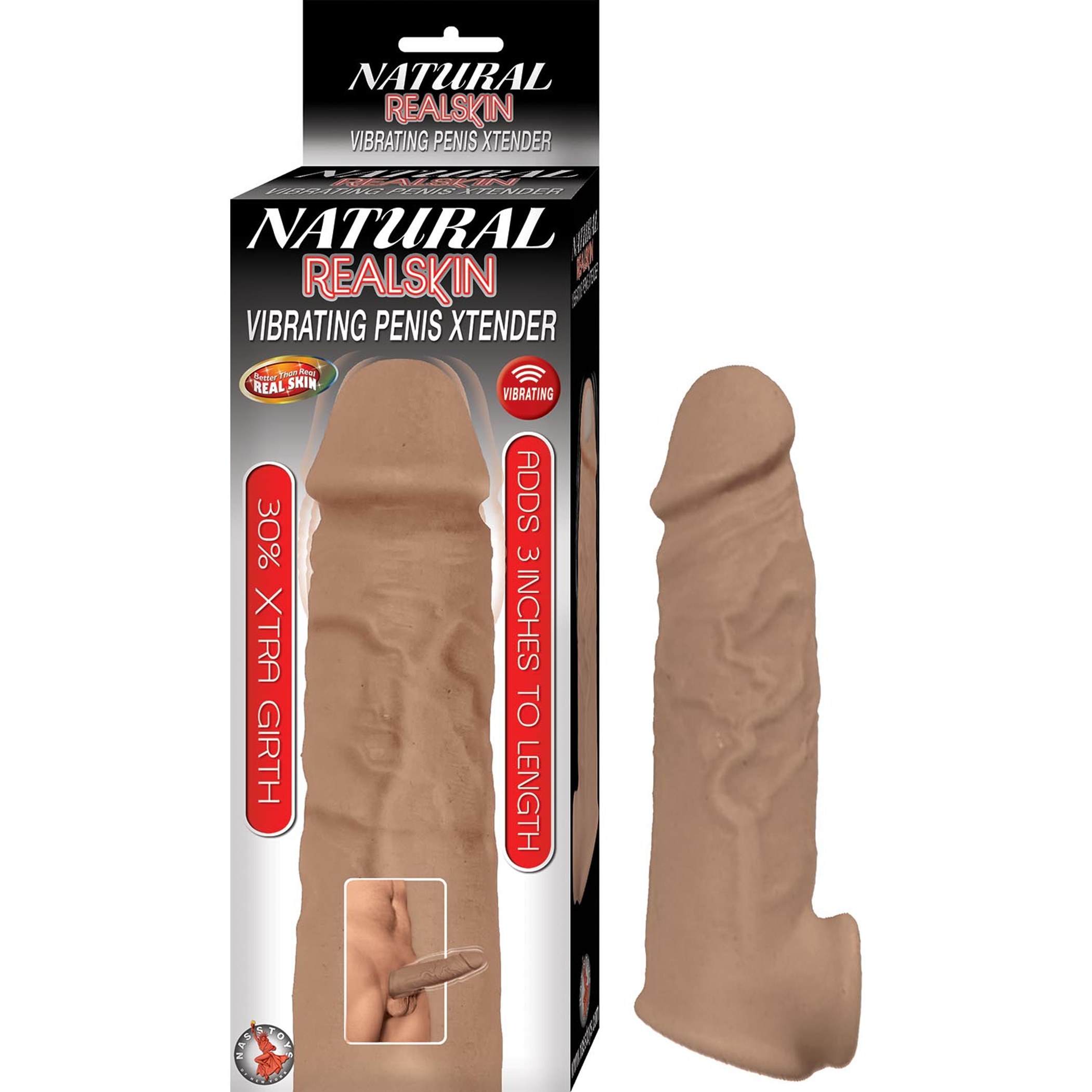 Natural RealSkin Vibrating Penis Extender | Brown