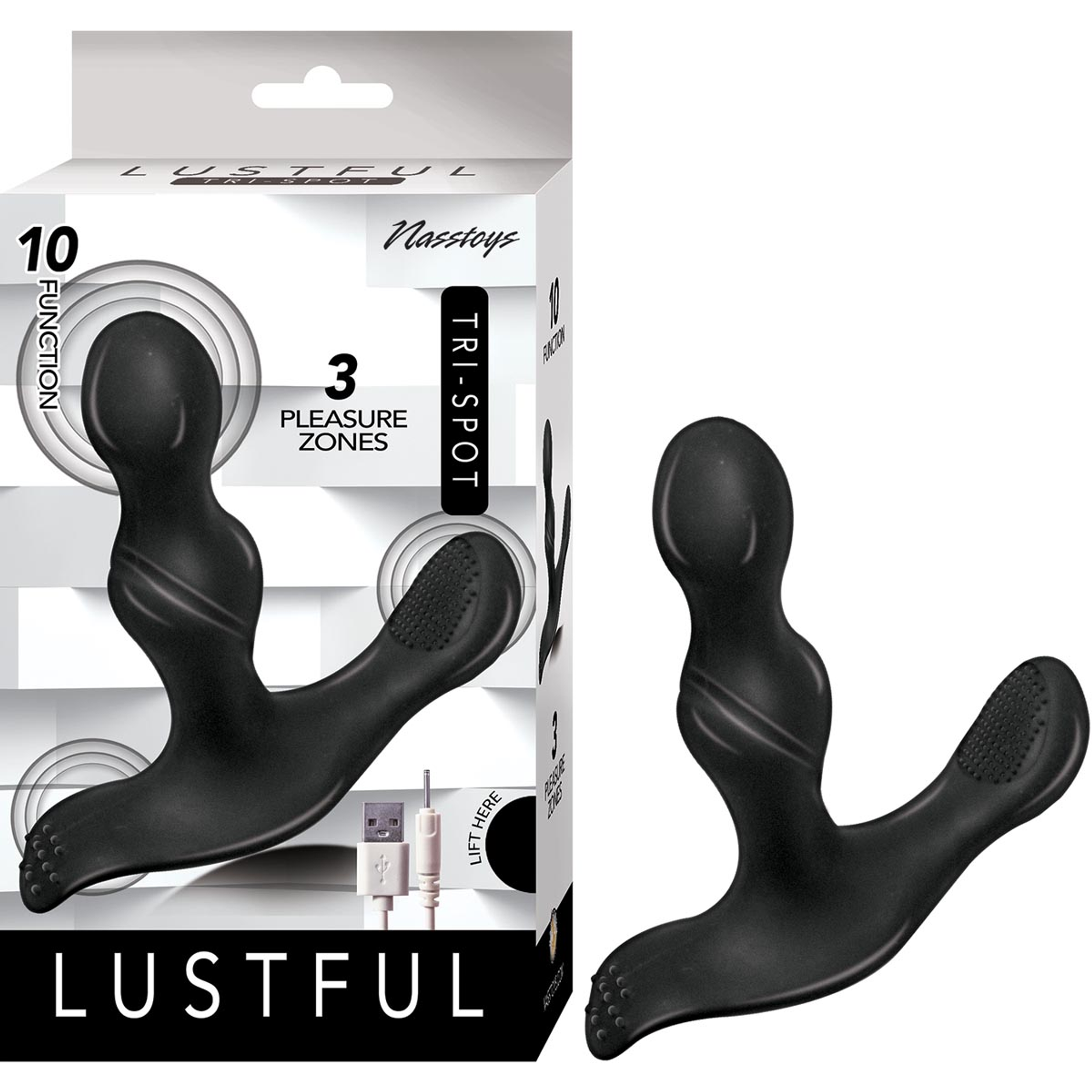 Lustful Tri-Spot Black | Rechargeable Triple-Stim Vibe