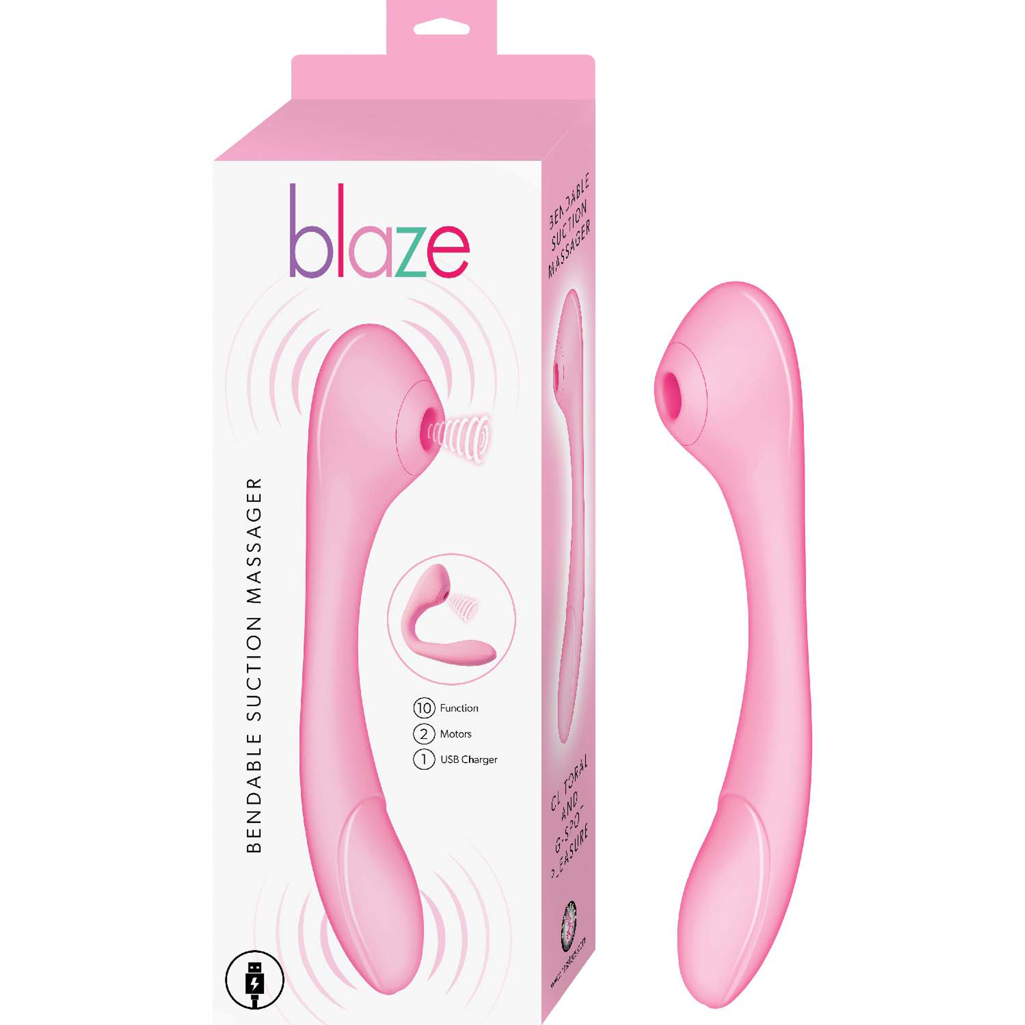 Blaze Bendable Suction Massager in Pink