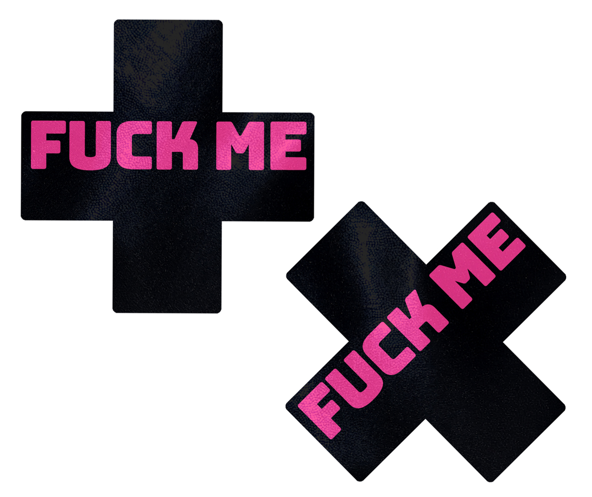 Pastease Liquid Black Cross Pink 'F*ck Me' Nipple Pasties