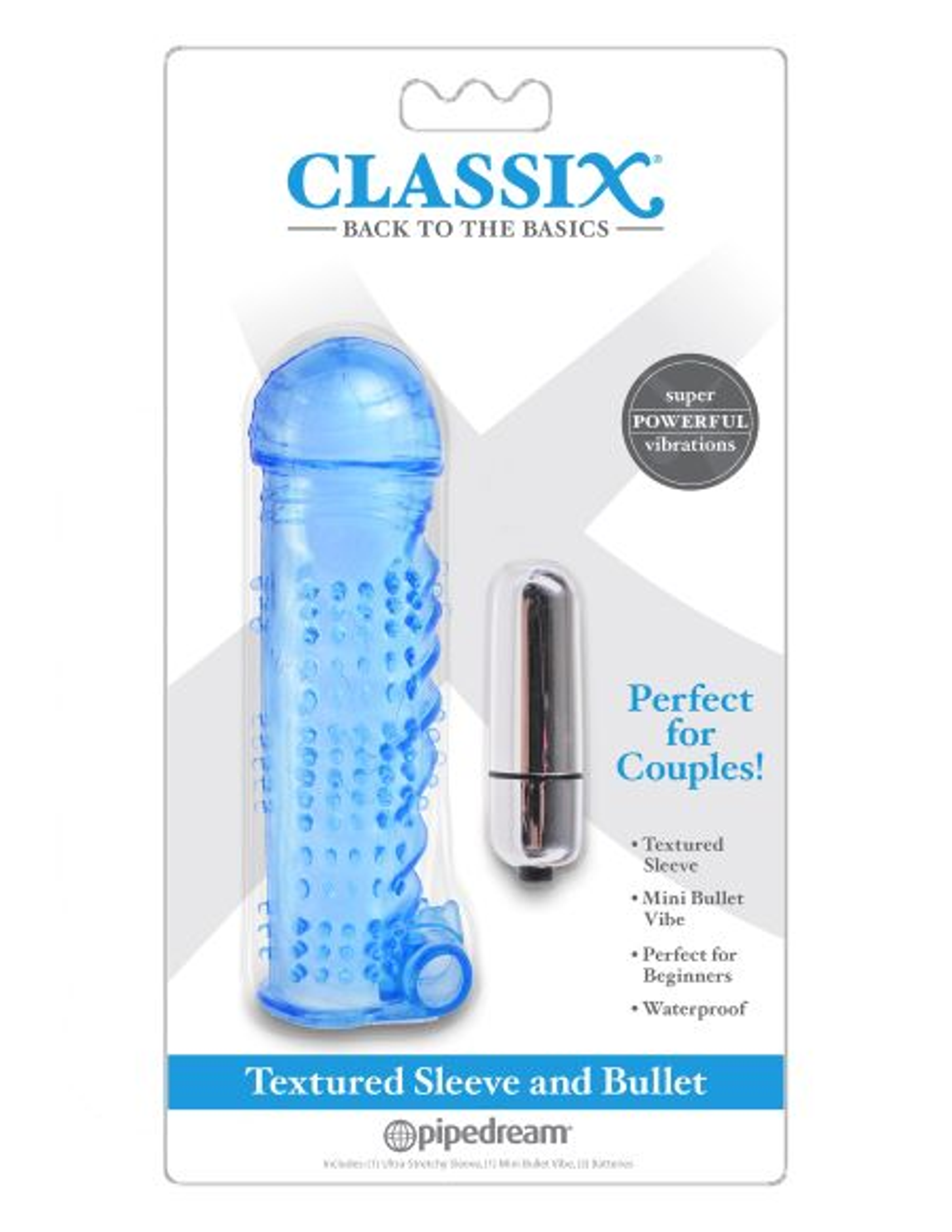 Classix Textured Sleeve & Bullet Blue | Couples Combo