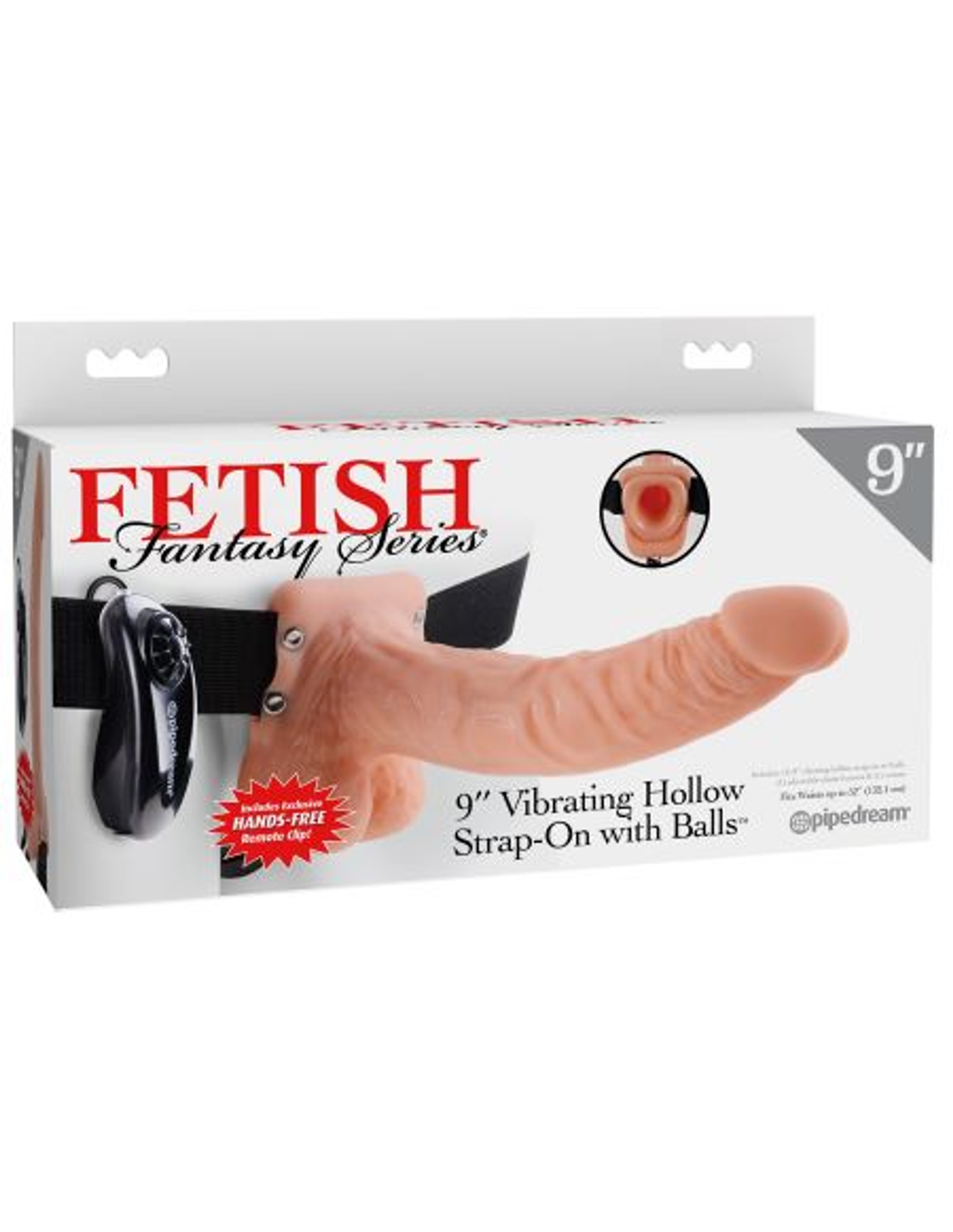 Explore FETISH FANTASY 9 VIBRATING HOLLOW STRAP ON W/BALLS FLESH "