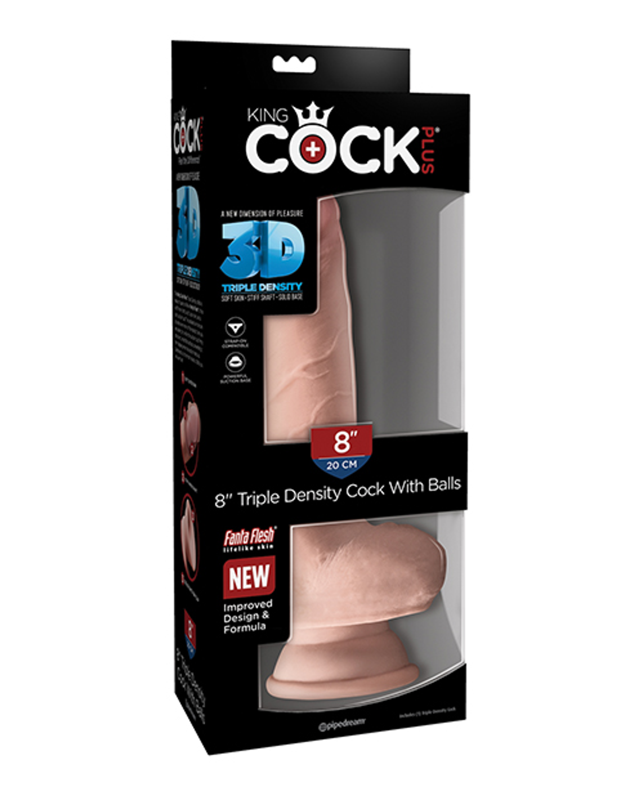 King Cock Plus 8-Inch Triple Density Realistic Dildo With Balls, Light