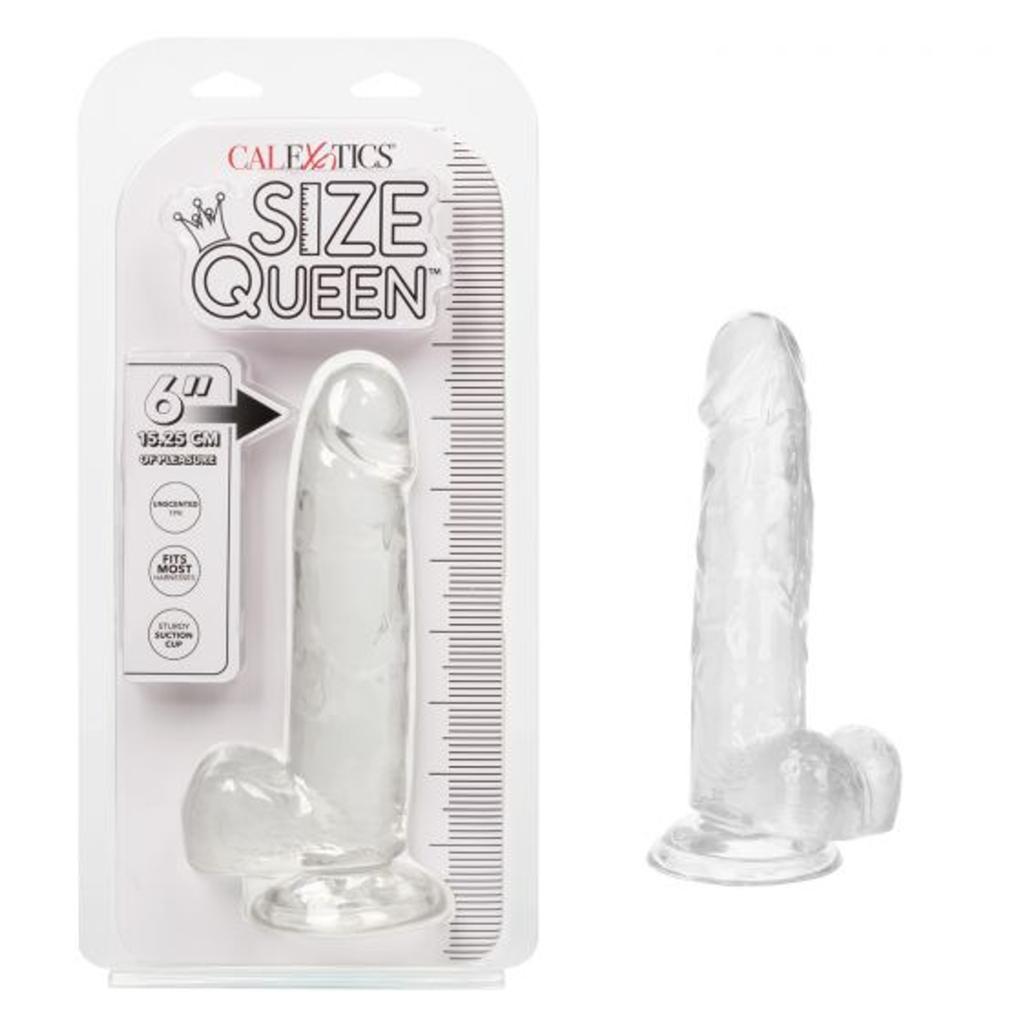 Size Queen 6-Inch Clear Realistic Dildo