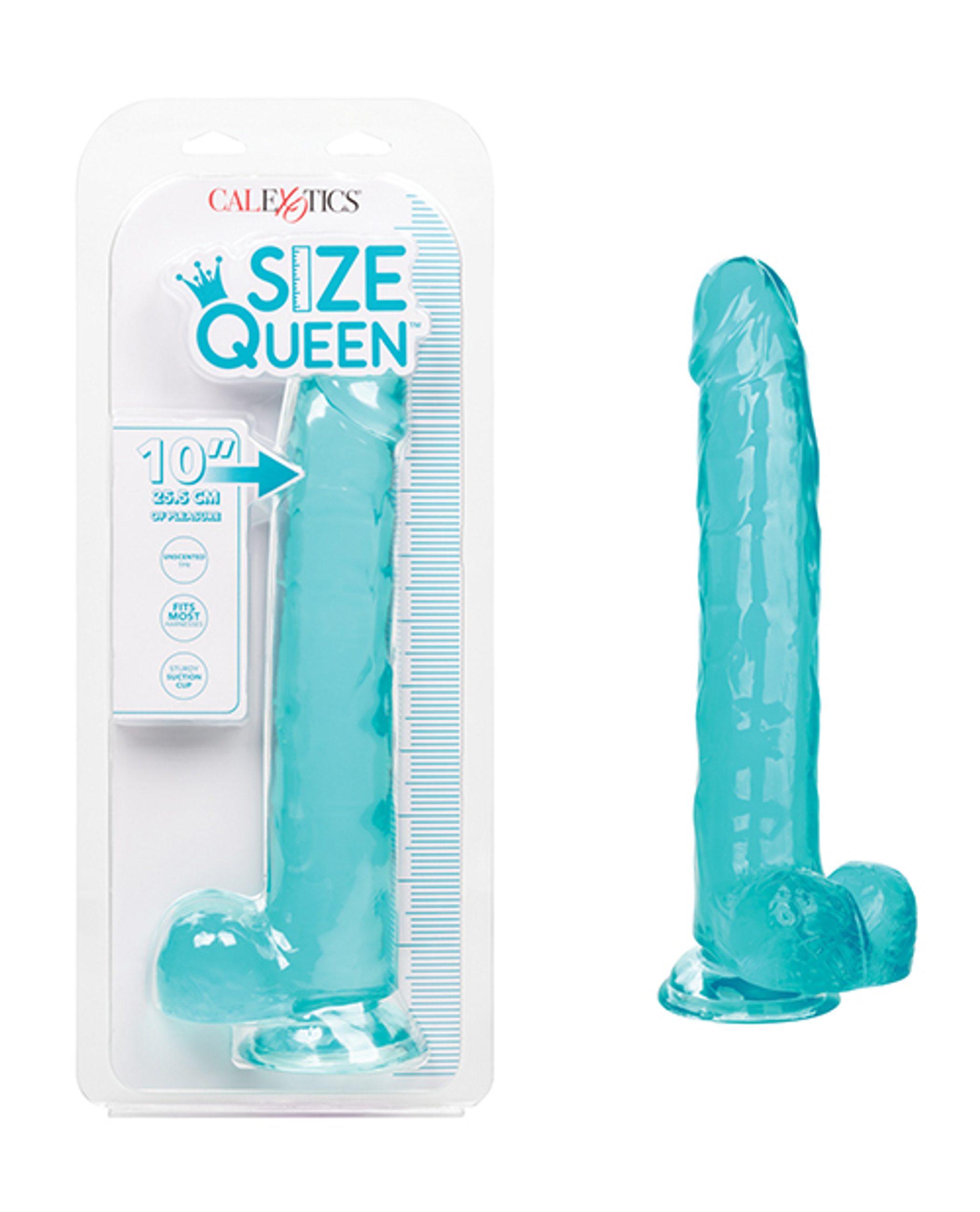 Size Queen 10-Inch Blue Realistic Dildo