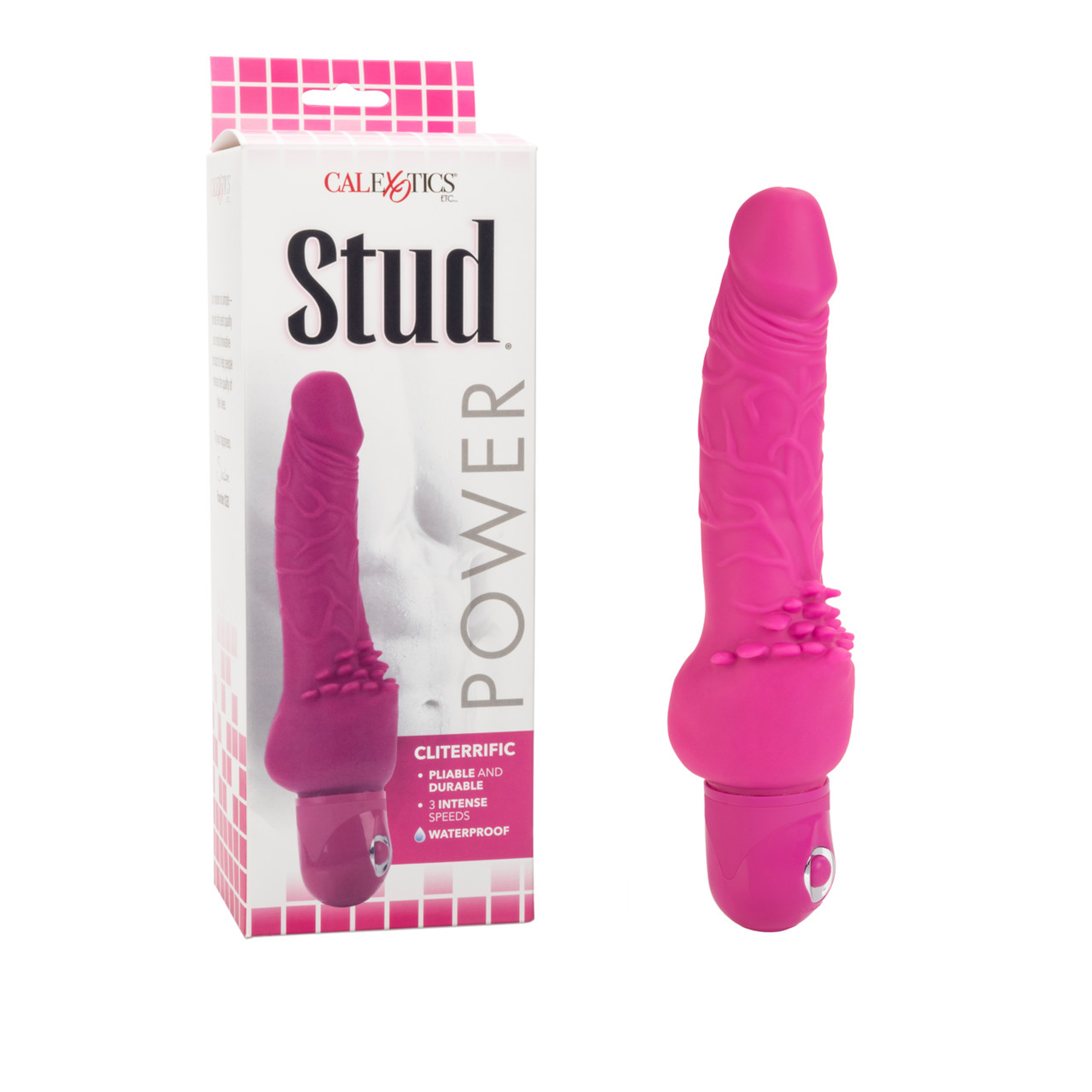 Power Stud Clitterific Realistic Dildo Pink