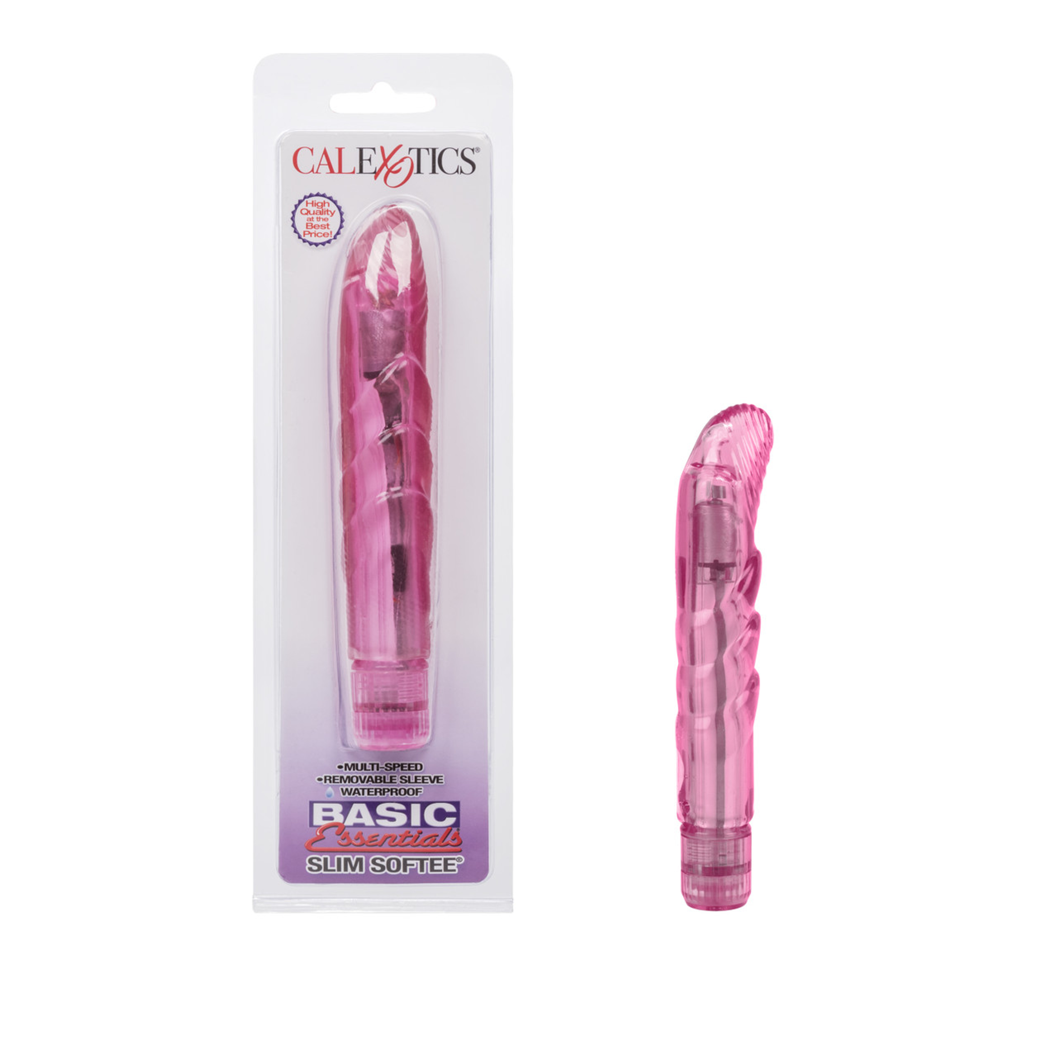 Basic Essentials Slim Softee Classic Vibrator in Pink