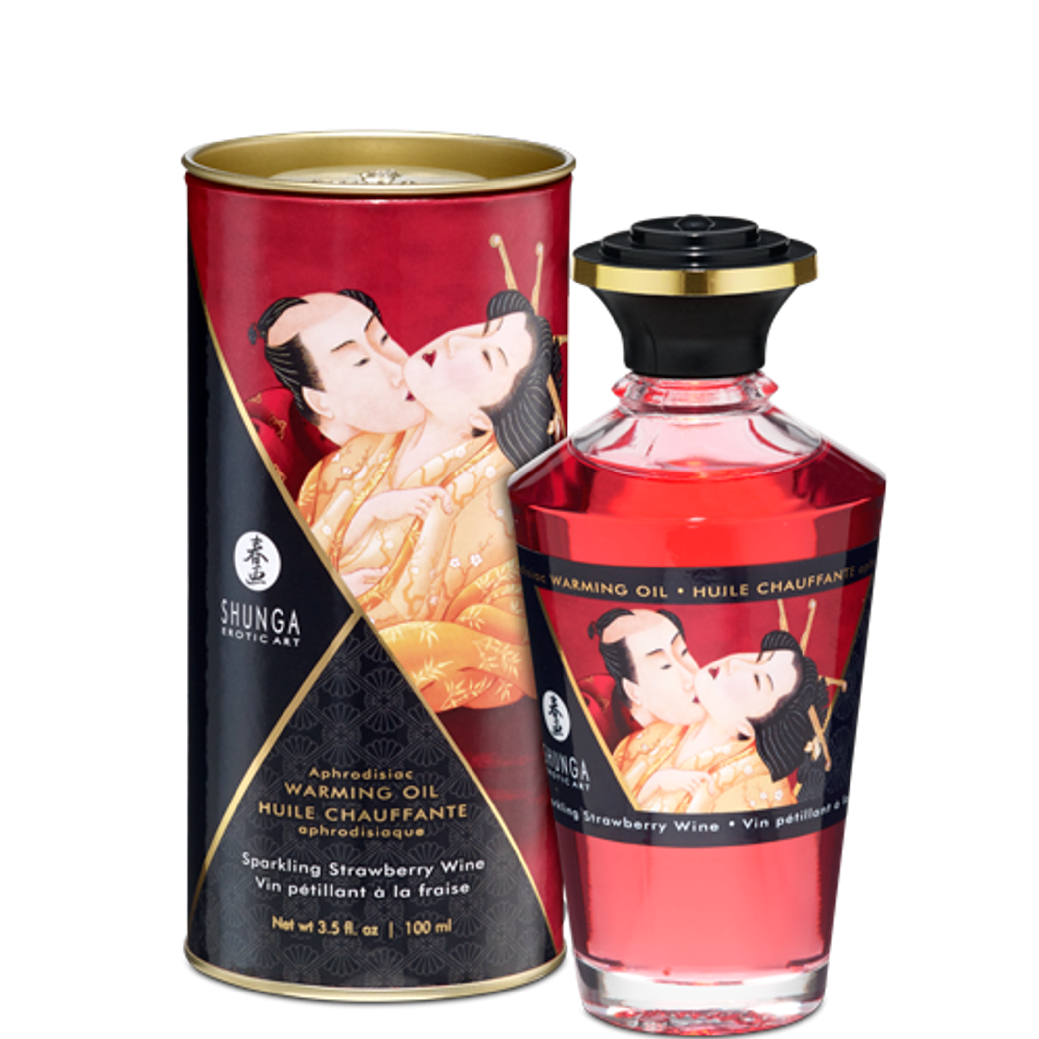 Warming Massage Oil in Sparkling Strawberry Wine 3.5 oz