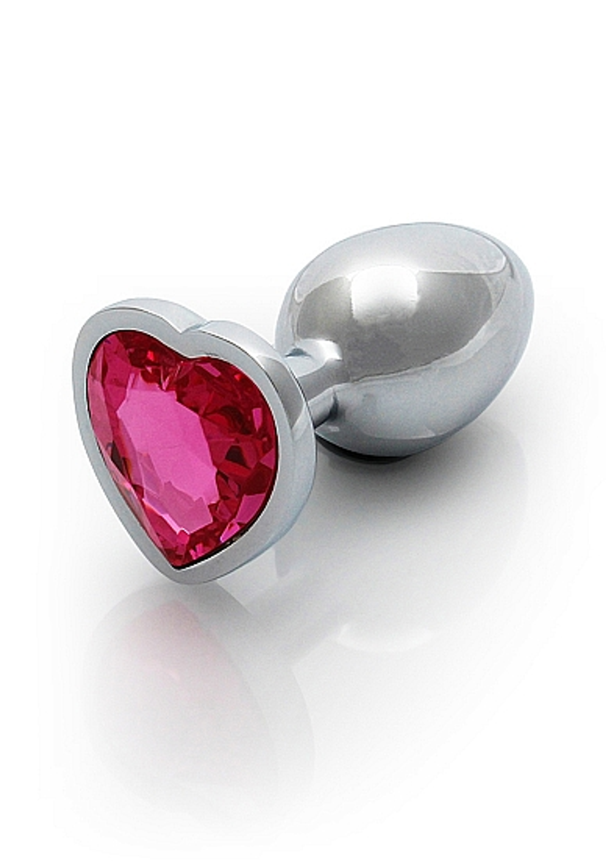 Heart Gem Small Butt Plug Silver Rubellite Pink