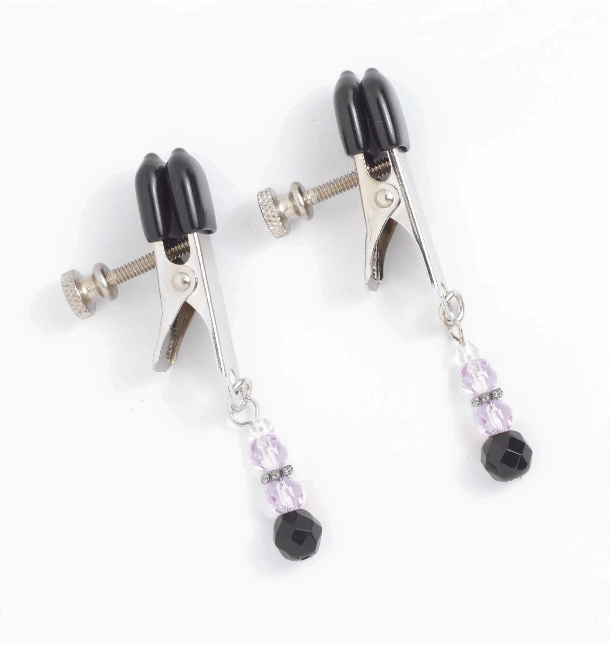 Adjustable Broad Tip Clamp with Purple Beads