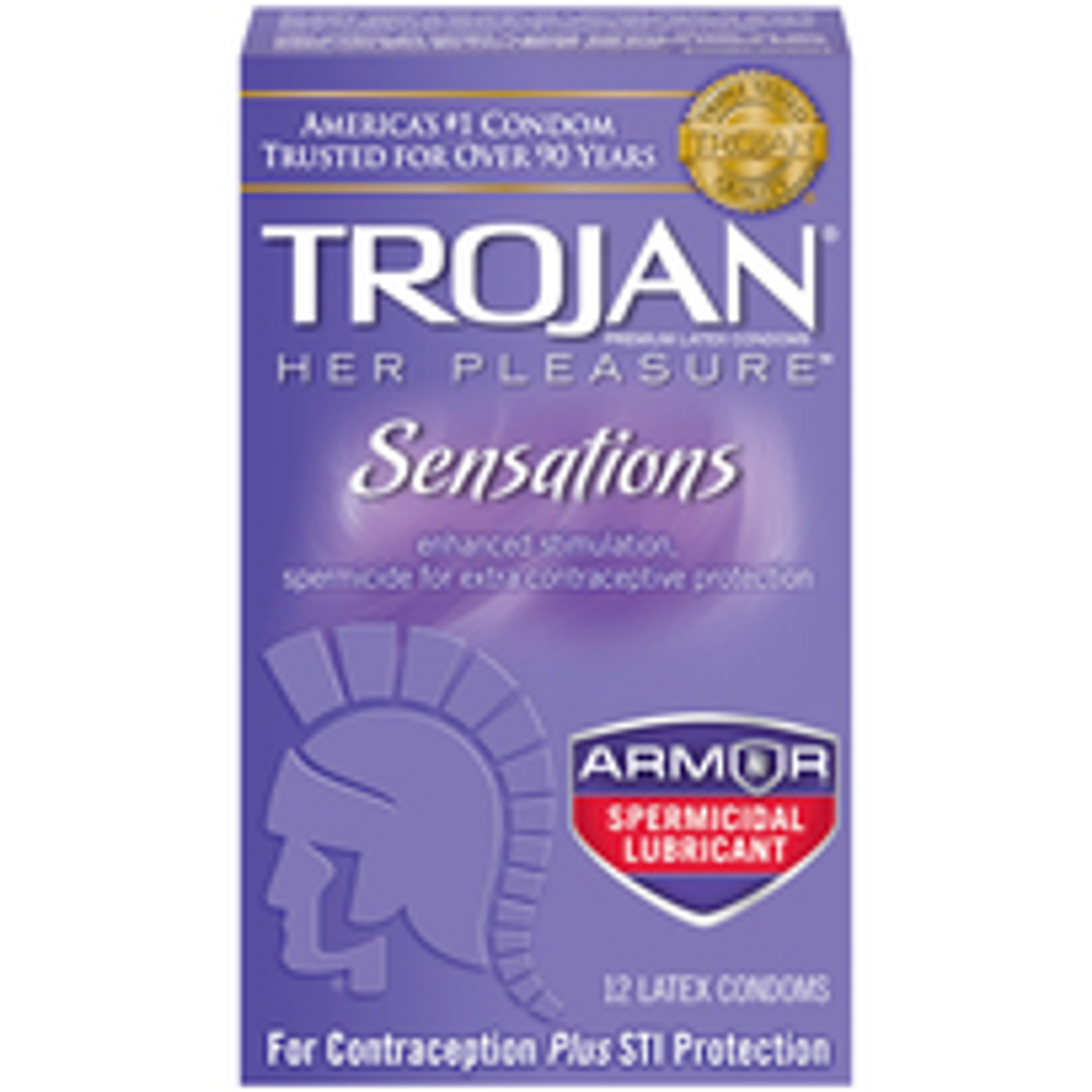 Trojan Her Pleasure Sensations Armor Spermicidal Condoms 12-Pack