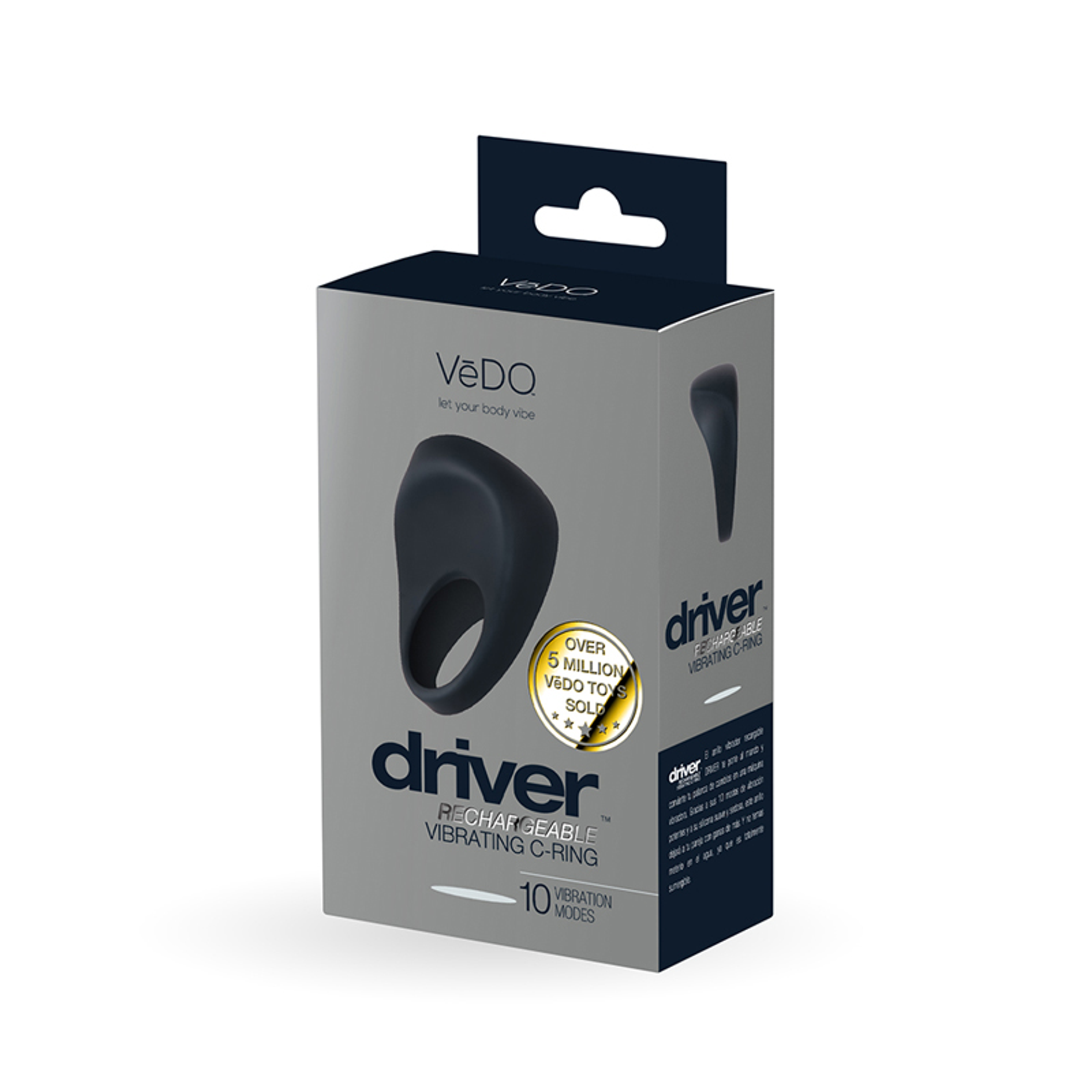 Vedo Driver Rechargeable Vibrating C-Ring, Black