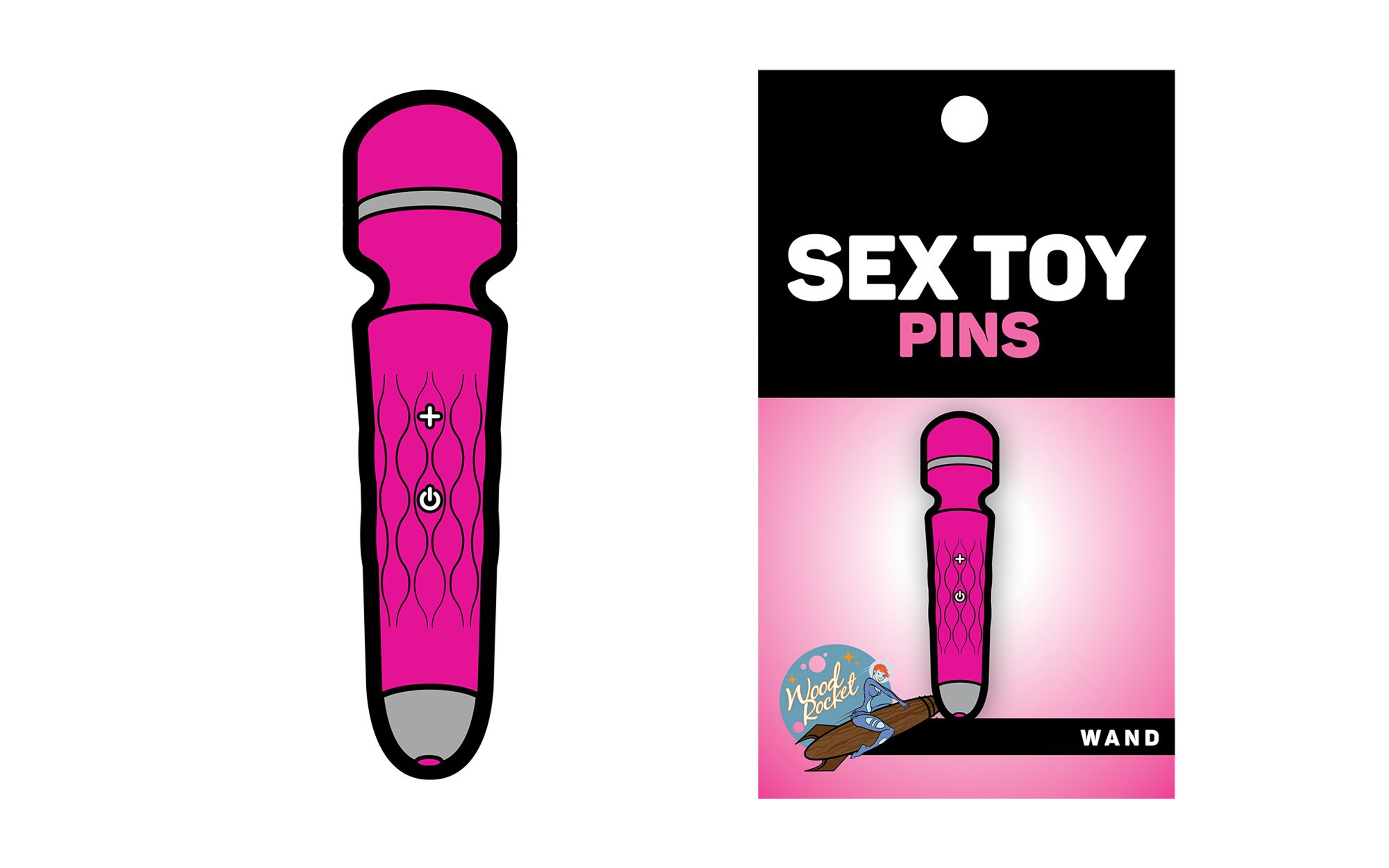Wood Rocket Pink Wand Enamel Pin