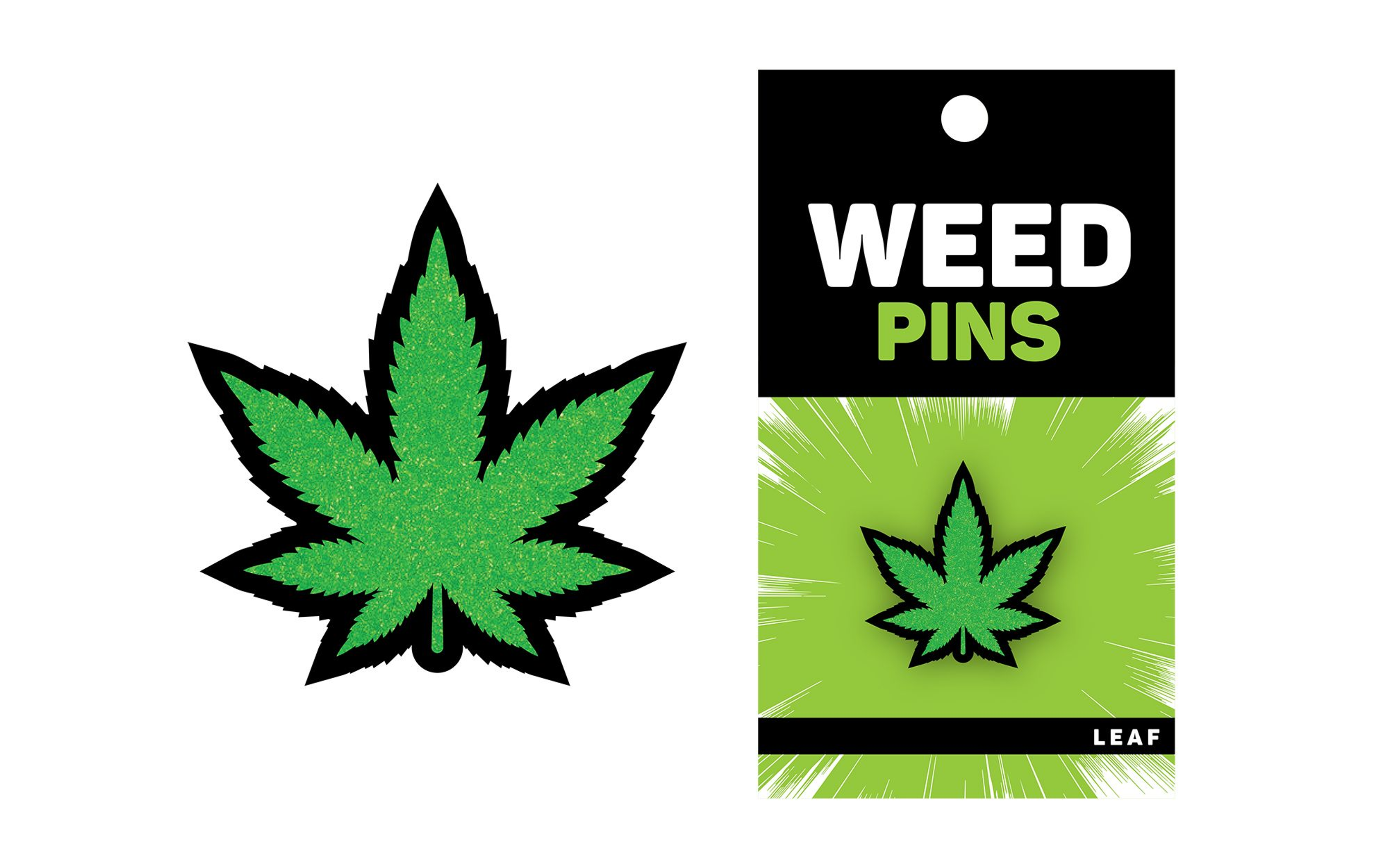 Green Glitter Leaf Pin – Sparkly Novelty Accessory