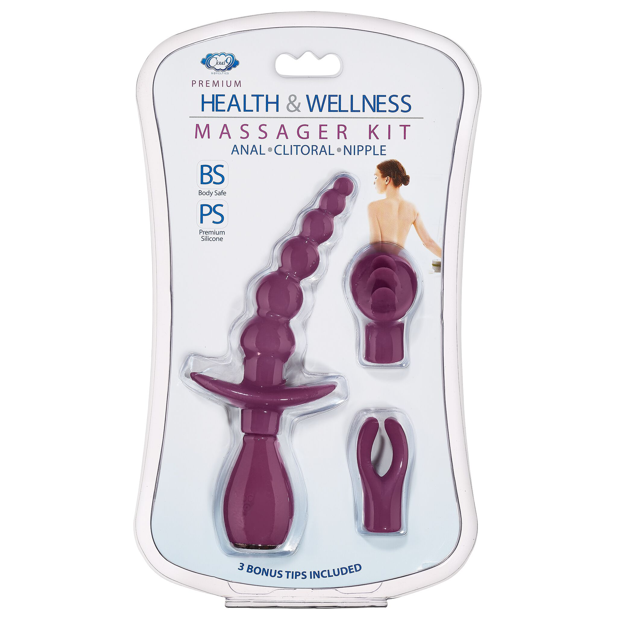 Cloud 9 Anal, Clitoral & Nipple Massager Kit in Plum
