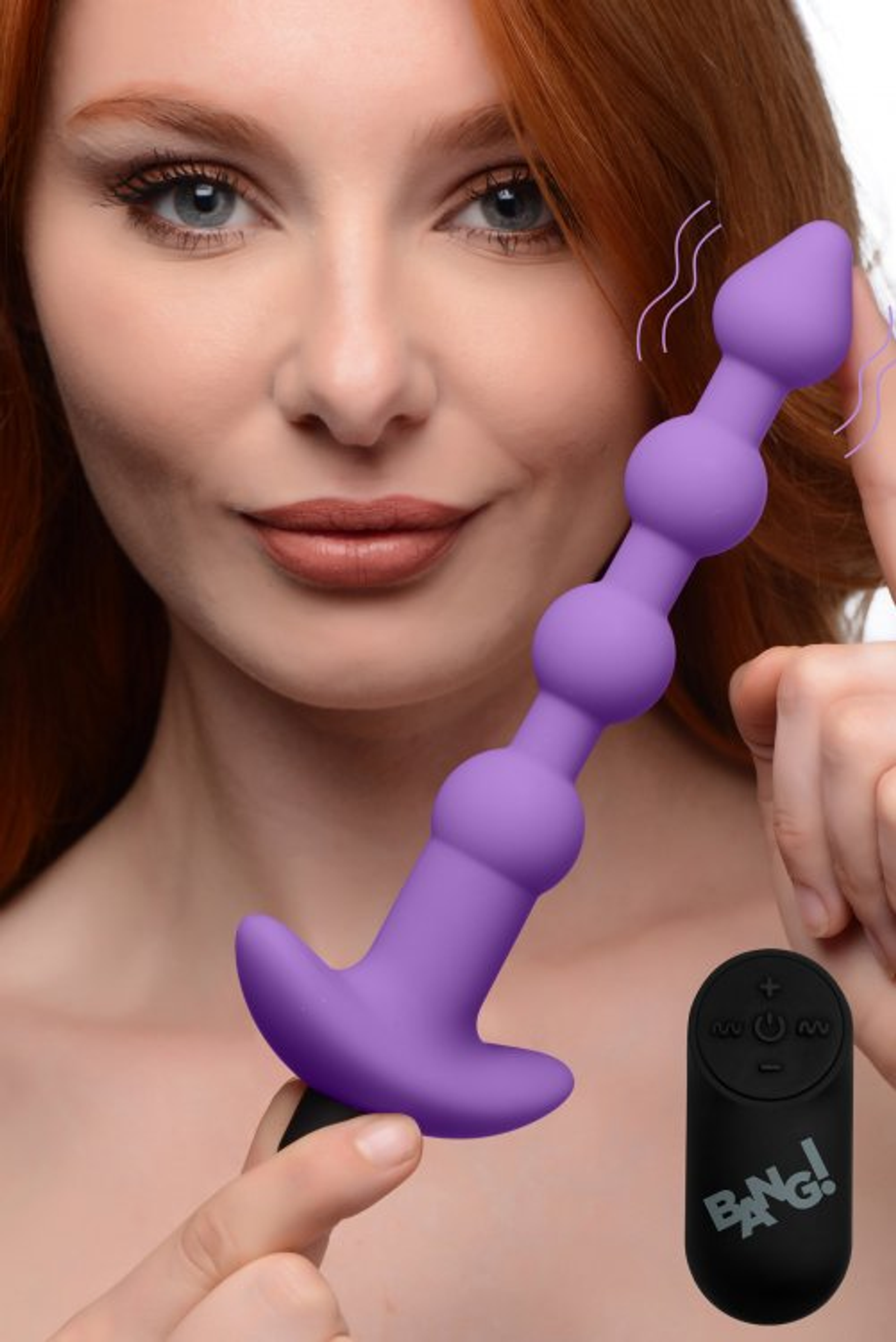 Vibrating Silicone Anal Beads with Remote - Purple
