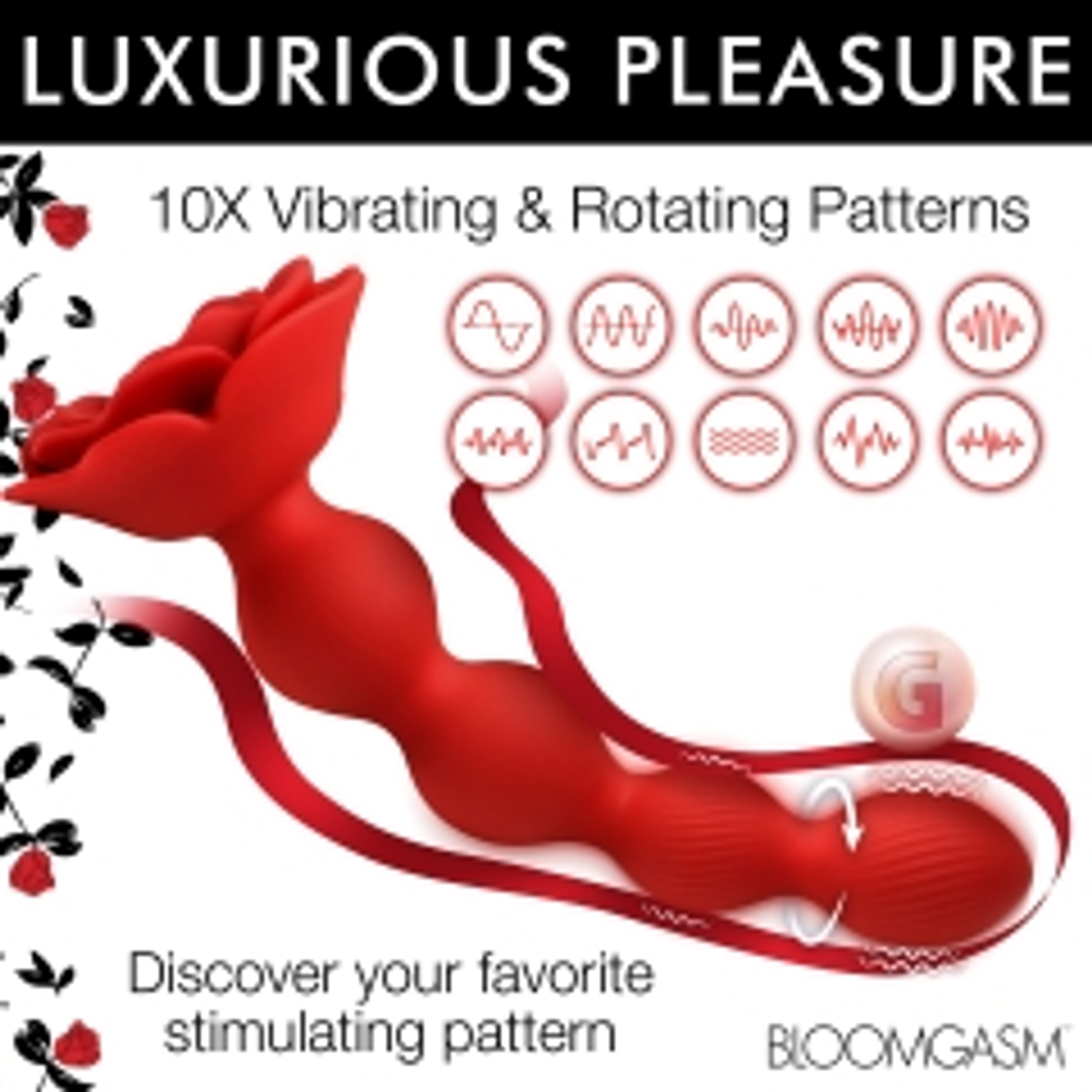 Bloomgasm Rose Twirl 10x Vibrating and Rotating Anal Beads