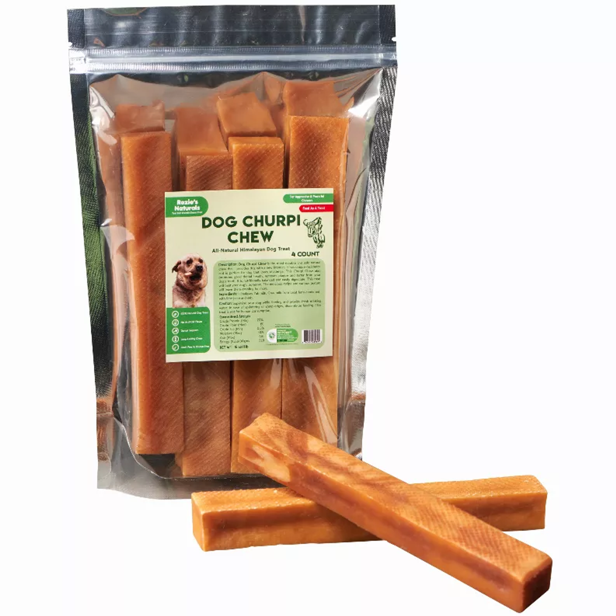 DOG CHURPI CHEW- 100% Natural, Himalayan Hard Yak Cheese Churpi Dog Chew Treats, Grain-Free, Gluten-Free, Dental Chews, 4 COUNT-15 oz Image 1