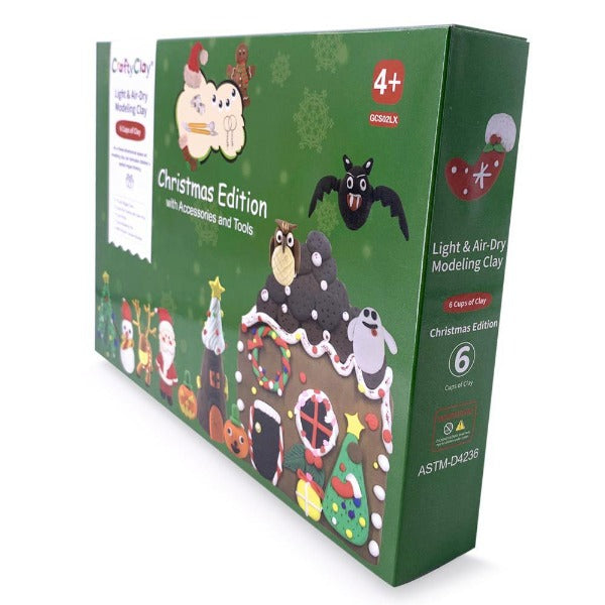 Craft Set Christmas and Halloween Fun Package 6 Cups of Color Mixing Professional-Grade Modeling Clays Air-Dry Printed Tutorial Booklet