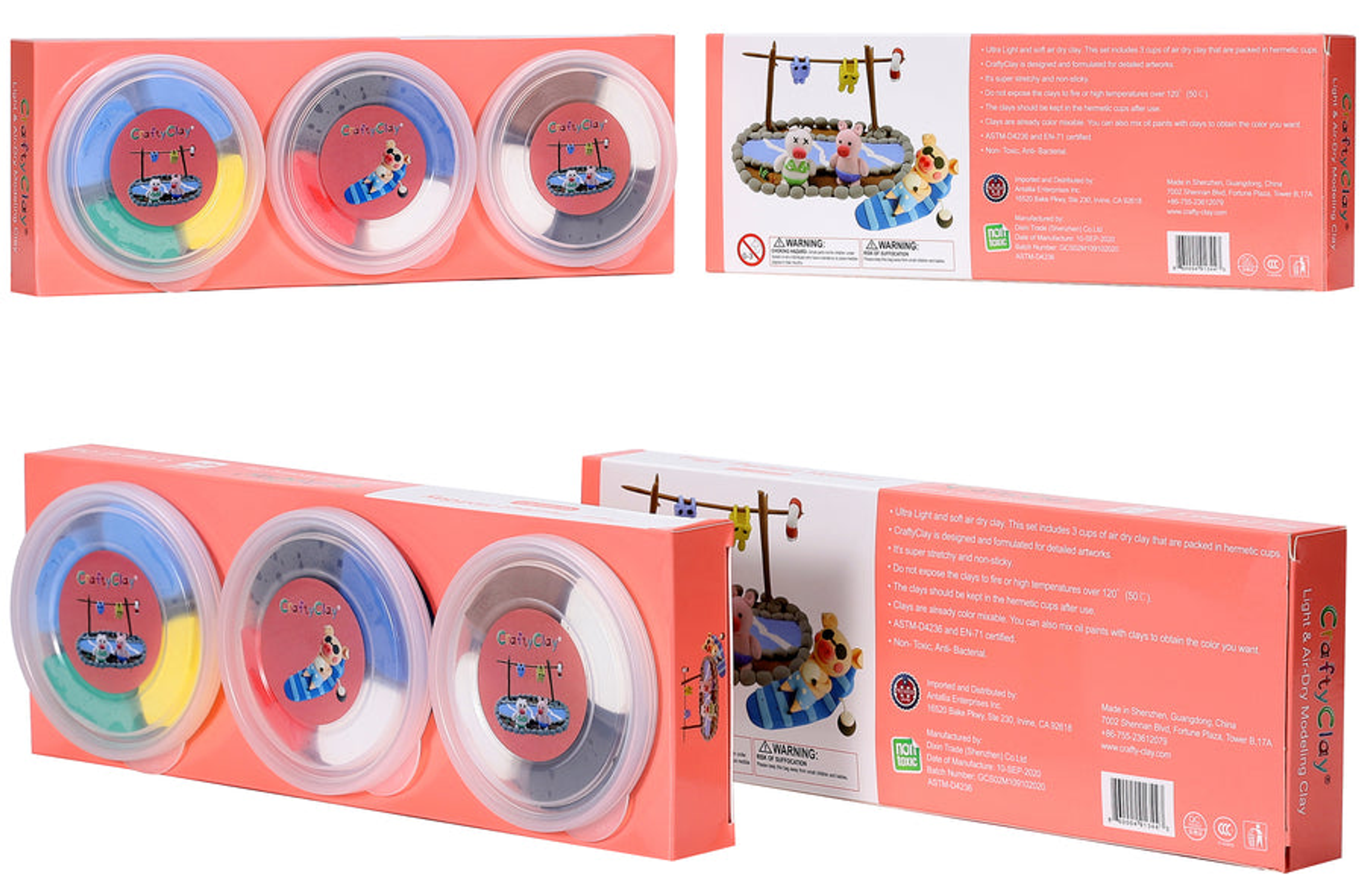 Crafting Clay Toys Creative Art Projects 12 Pieces Odorless Soft Air Dry Modeling Clays Step by Step Teaching Brochure Kids Age 4 to 8