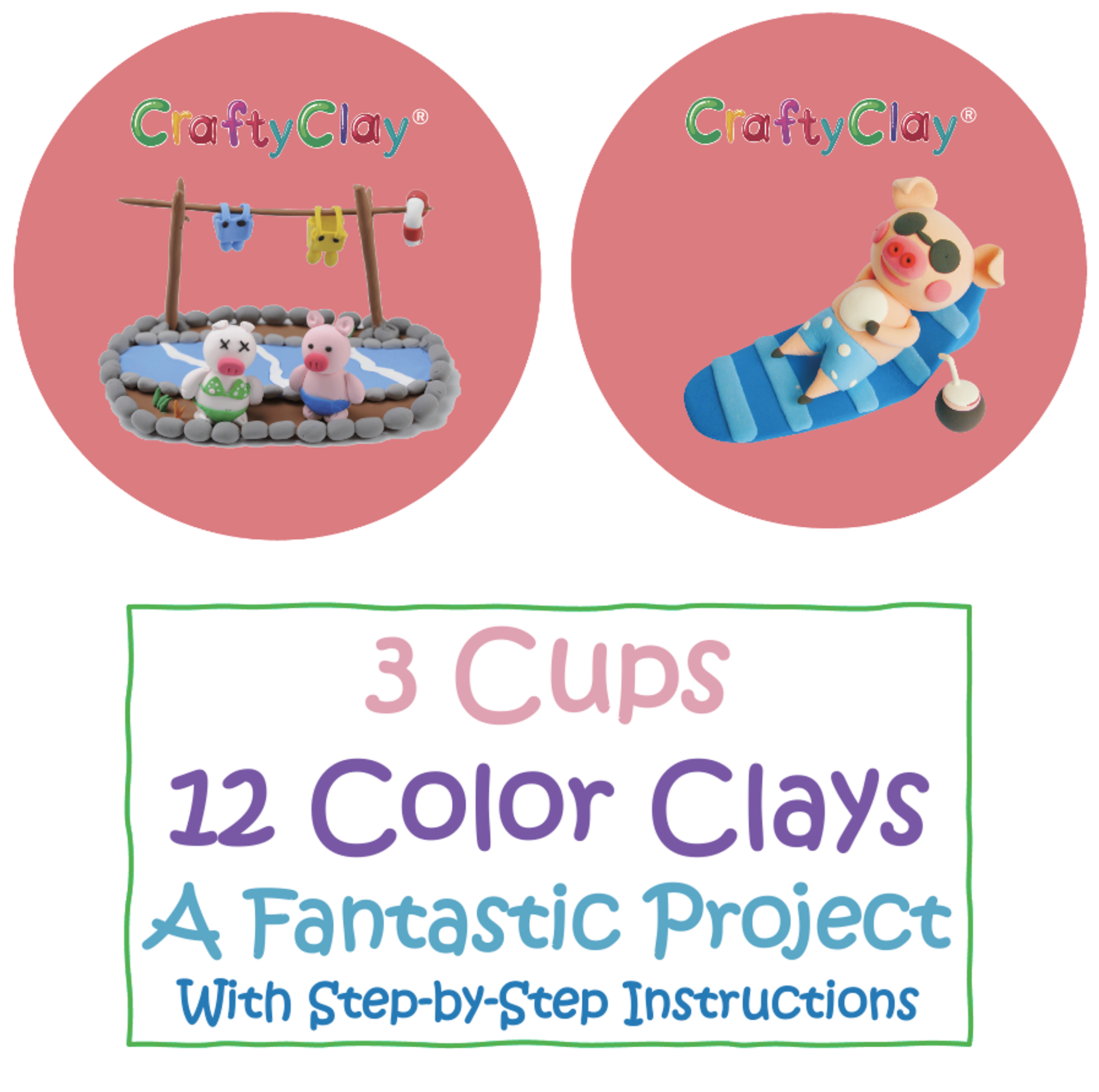 Crafting Clay Toys Creative Art Projects 12 Pieces Odorless Soft Air Dry Modeling Clays Step by Step Teaching Brochure Kids Age 4 to 8