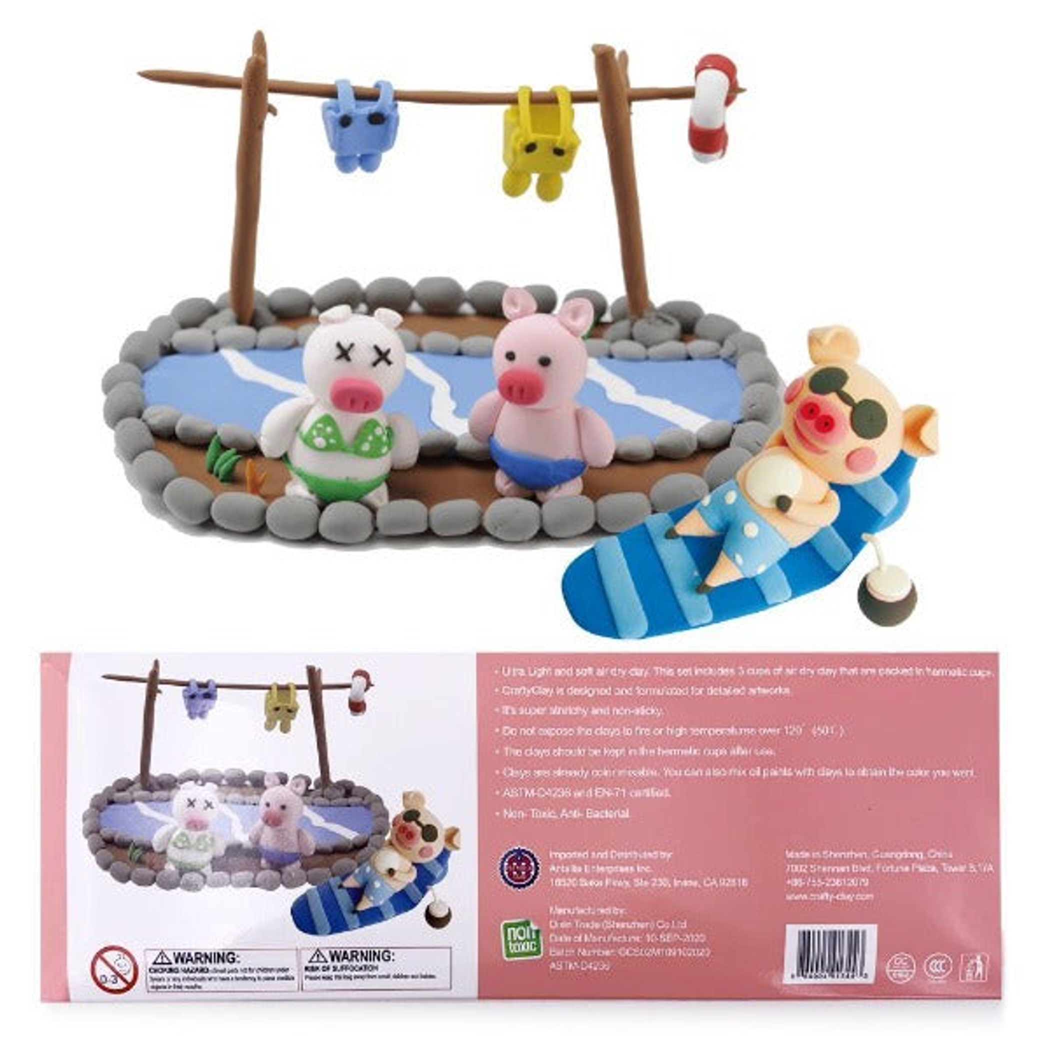 Crafting Clay Toys Creative Art Projects 12 Pieces Odorless Soft Air Dry Modeling Clays Step by Step Teaching Brochure Kids Age 4 to 8