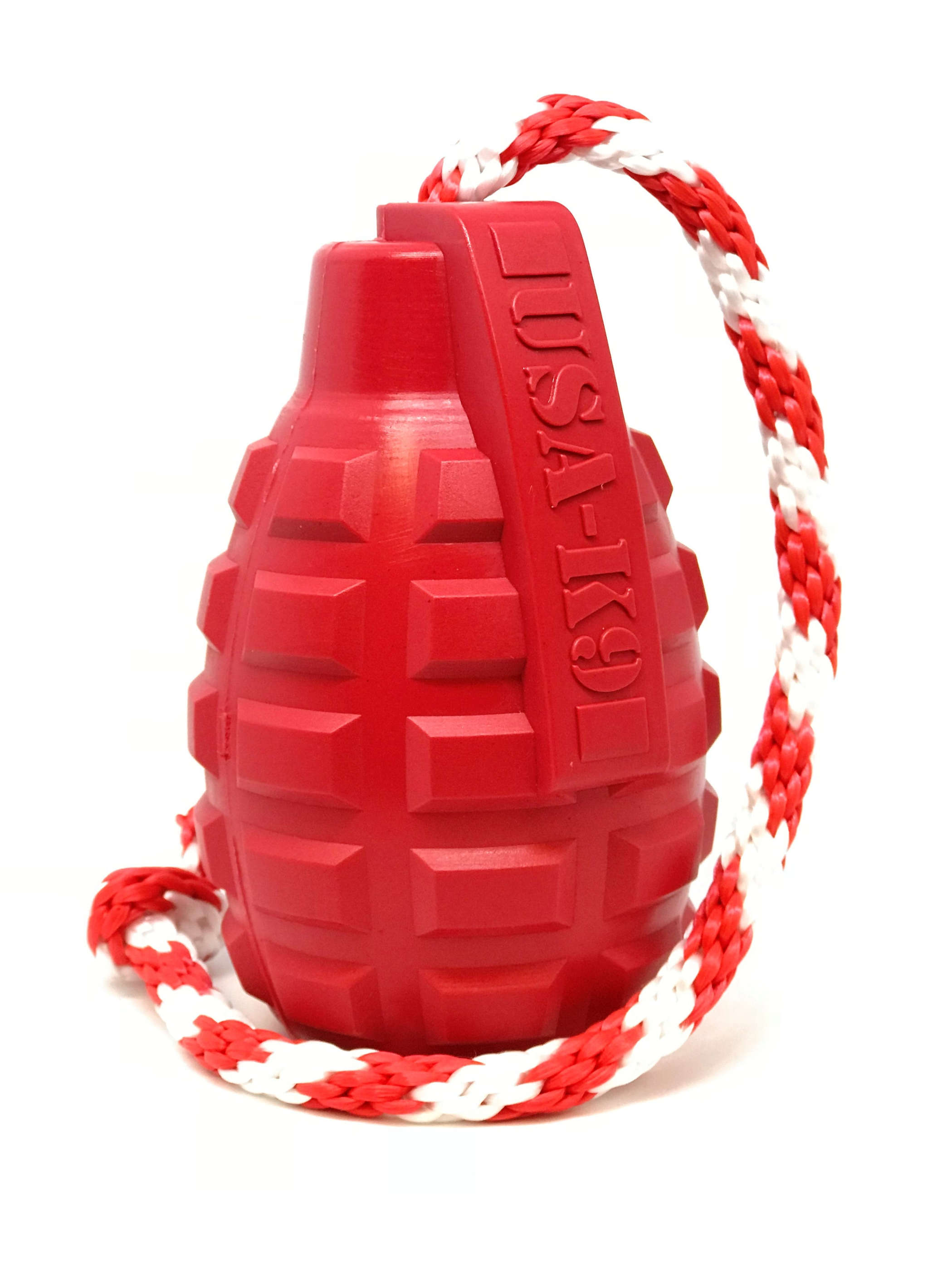 USA-K9 Grenade Durable Rubber Chew Toy, Treat Dispenser, Reward Toy, Tug Toy, and Retrieving Toy Image 1